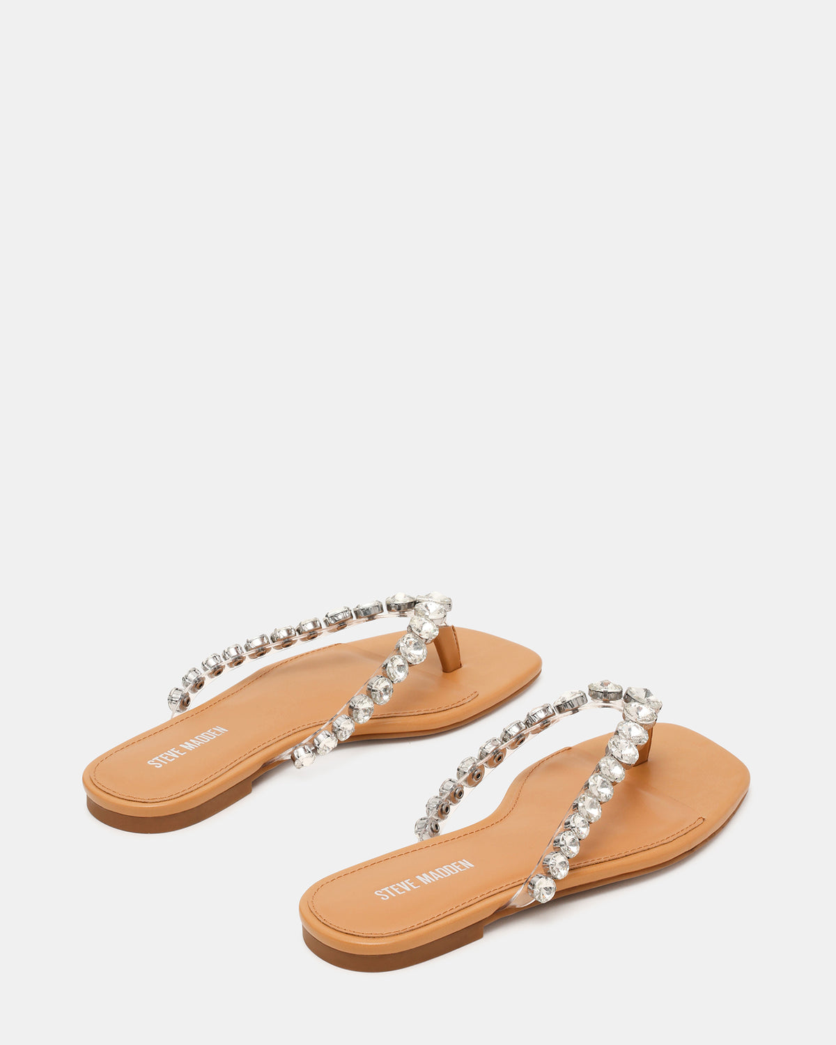 Steve Madden MARBLE Rhinestones Silver Multi Thong Square-Toe Women's Sandal