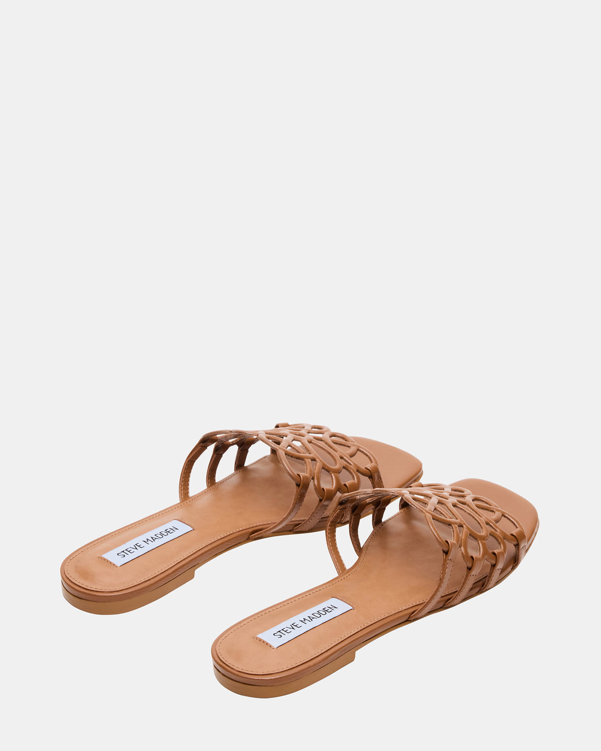 Steve Madden LOTUS Tan Leather Square-Toe Slide Women's Sandal