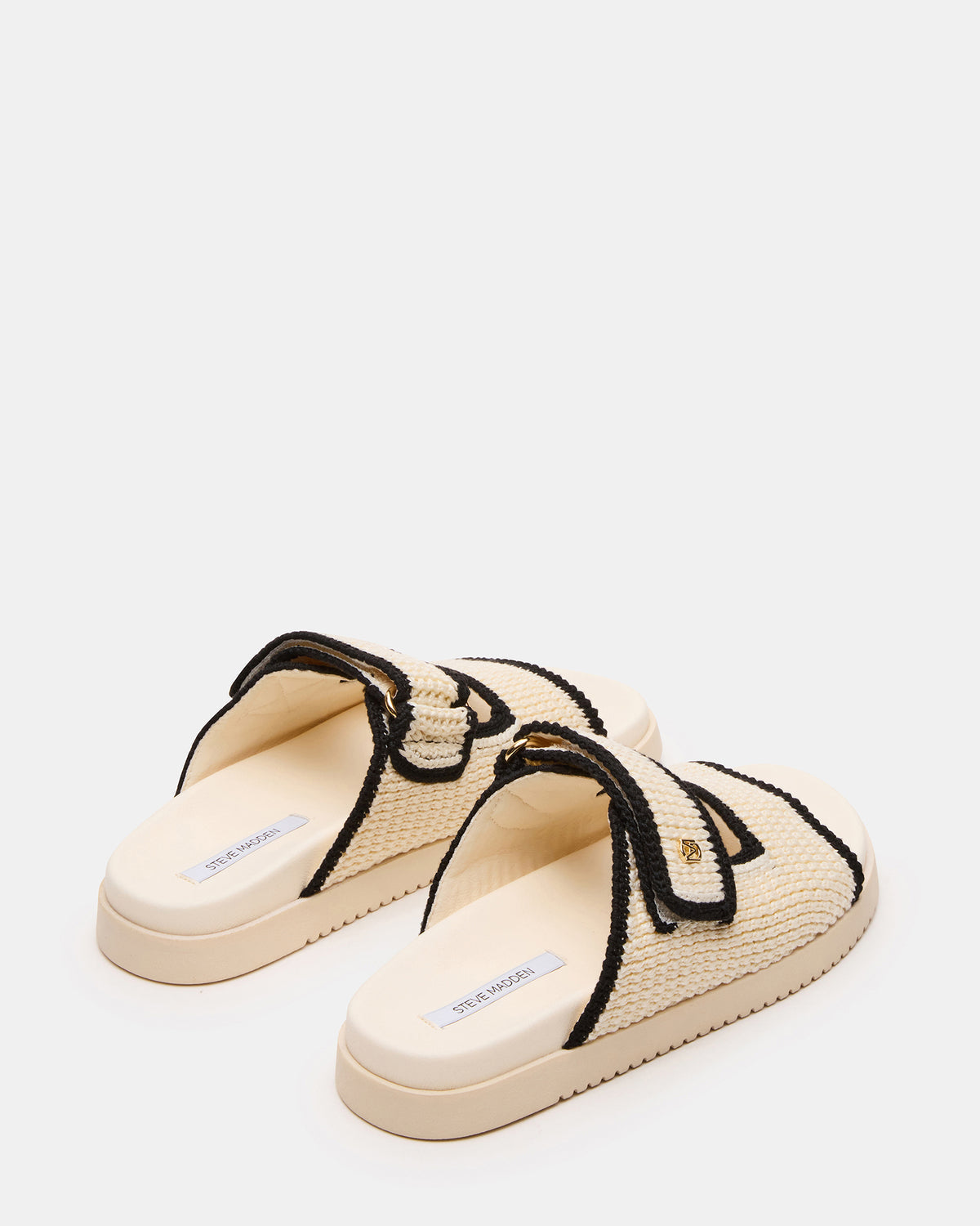 Steve Madden MAYSIE Cream Multi Woven Flatform Footbed Slide Women's Sandal