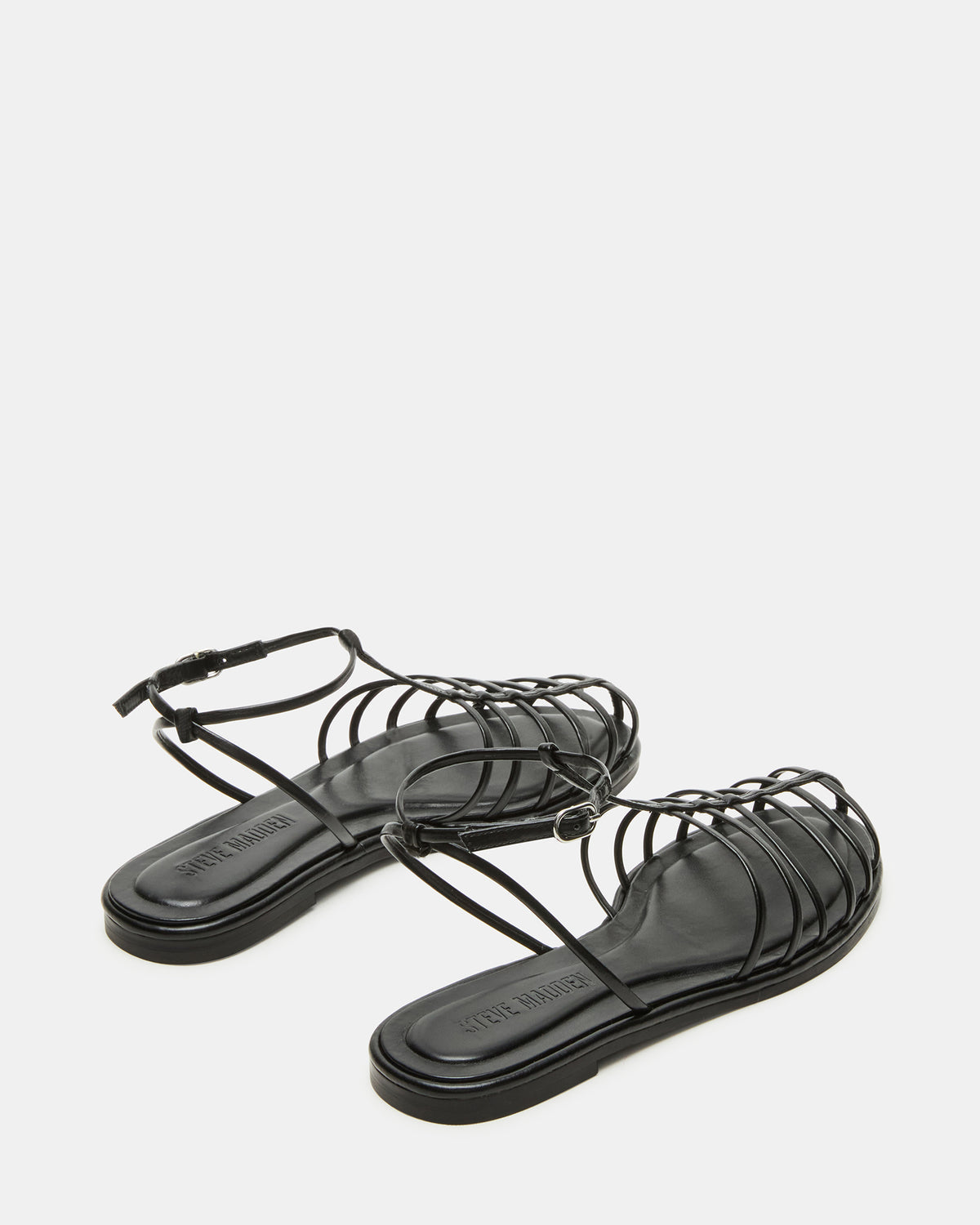 Steve Madden MARIN Black Flat Strappy Fisherman Women's Sandal