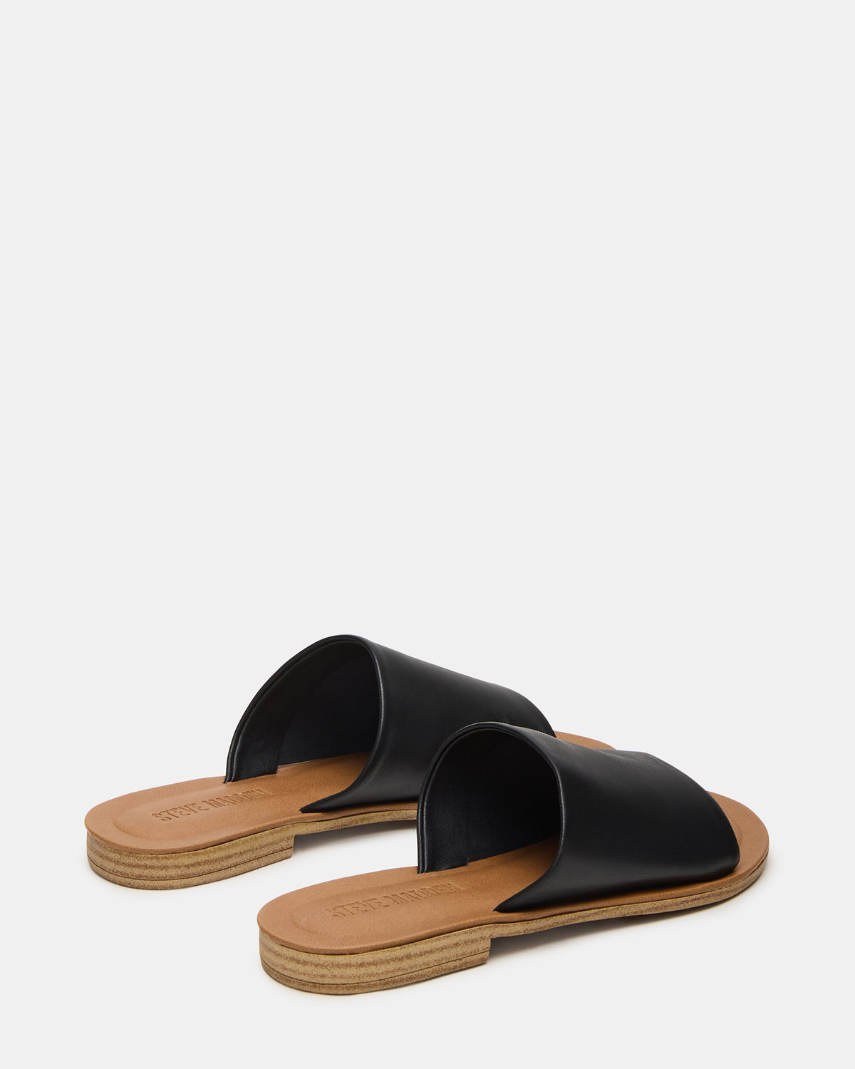 Steve Madden KIPP Black Leather Slide Women's Sandal