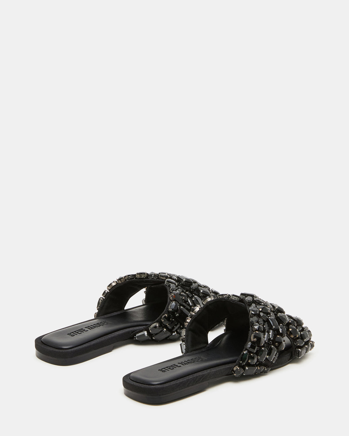 Steve Madden LEVITY Black Square-Toe Slide Women's Sandal