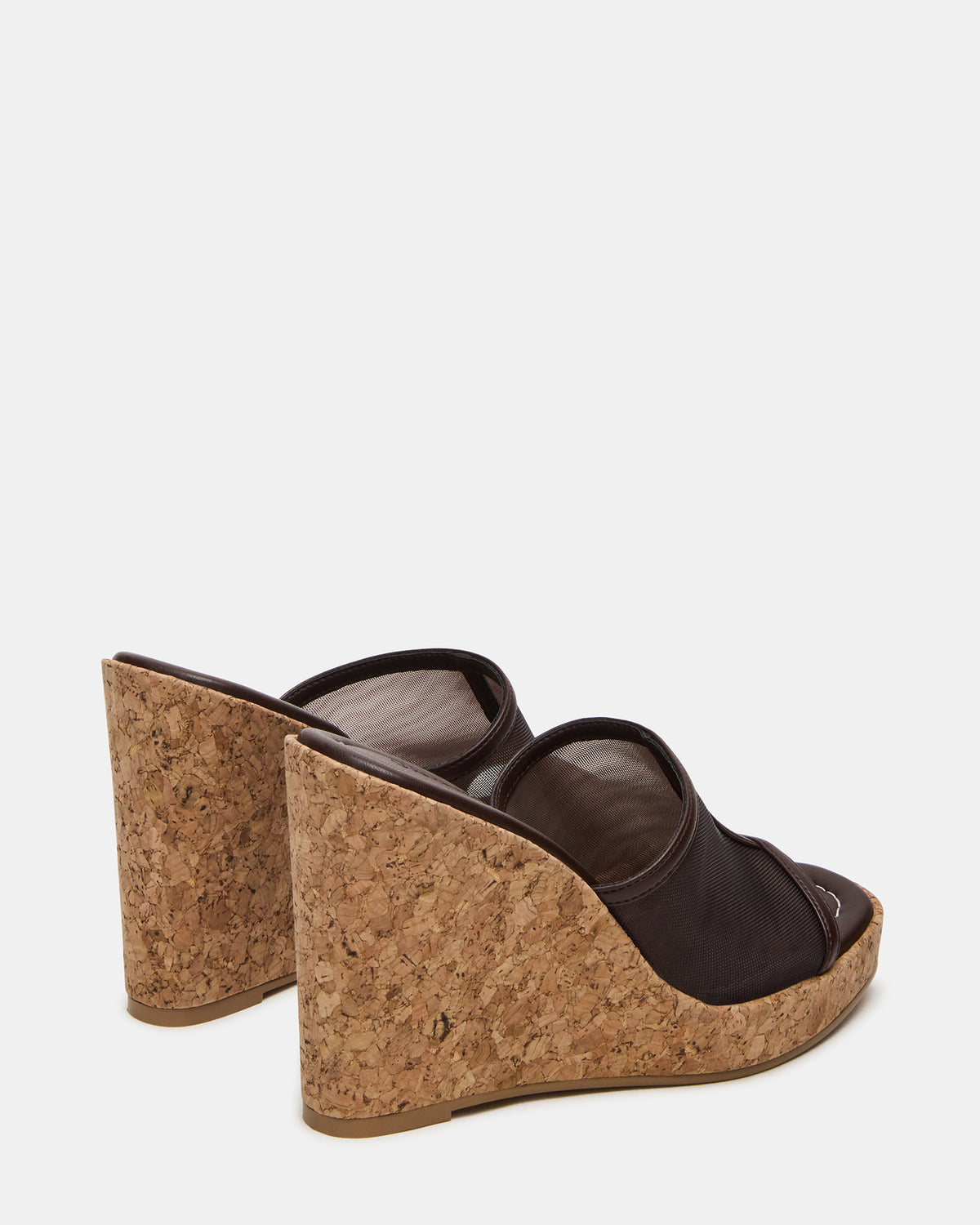 Steve Madden CRUZ Brown Square-Toe Platform Mesh Wedge Mule Women's Sandal