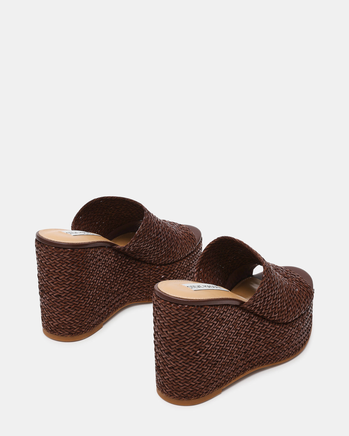 Steve Madden CASSI Brown Platform Raffia Wedge Women's Sandal
