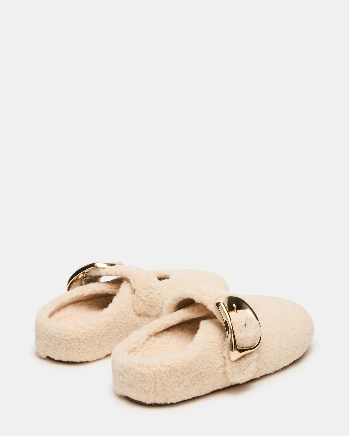 Steve Madden CLOUDY Natural Slip-On Mule Mary Jane Faux Fur Women's Flat