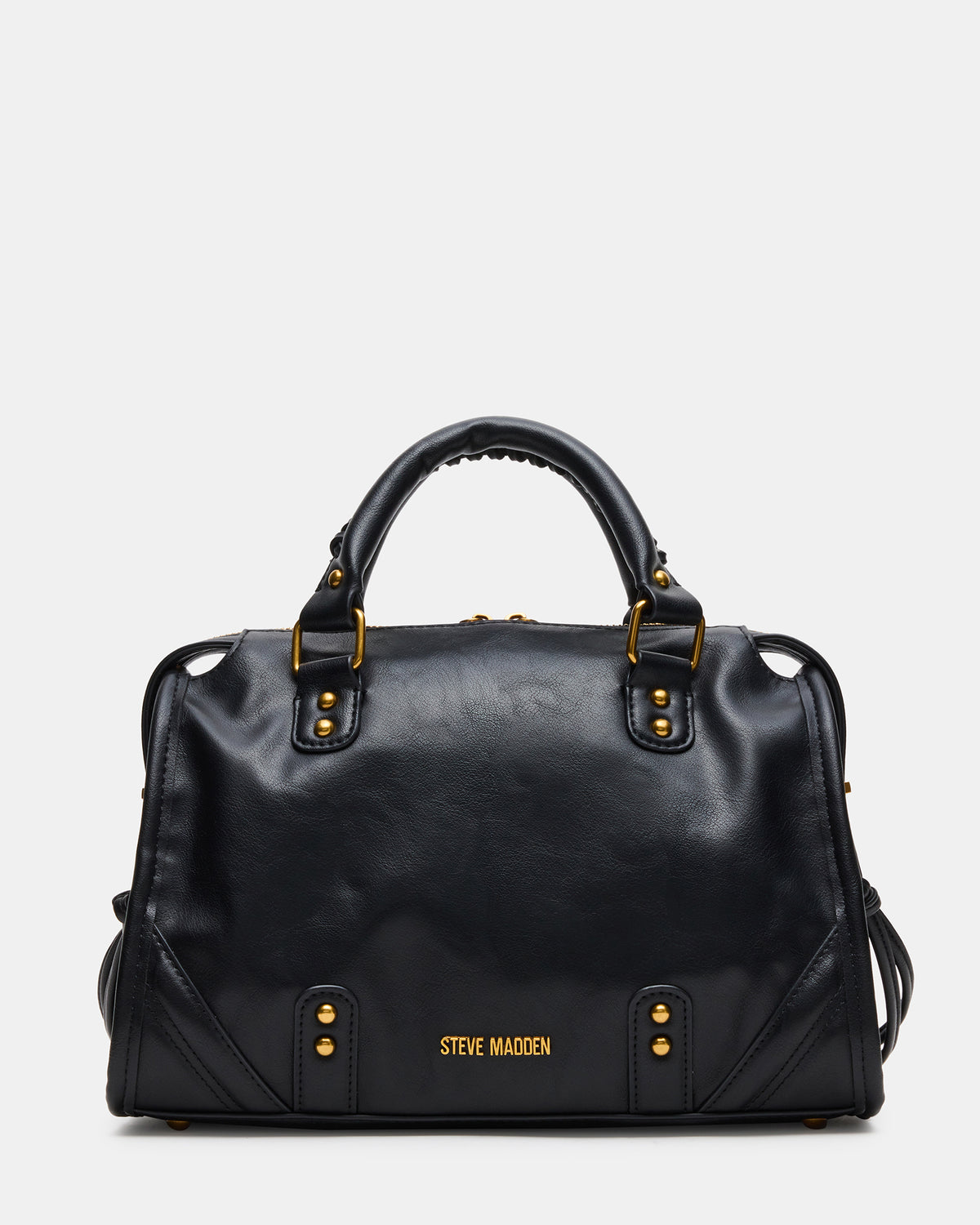 Steve Madden RIGGS Bag Black/Gold Slouchy Top-Handle Crossbody Satchel Handbag
