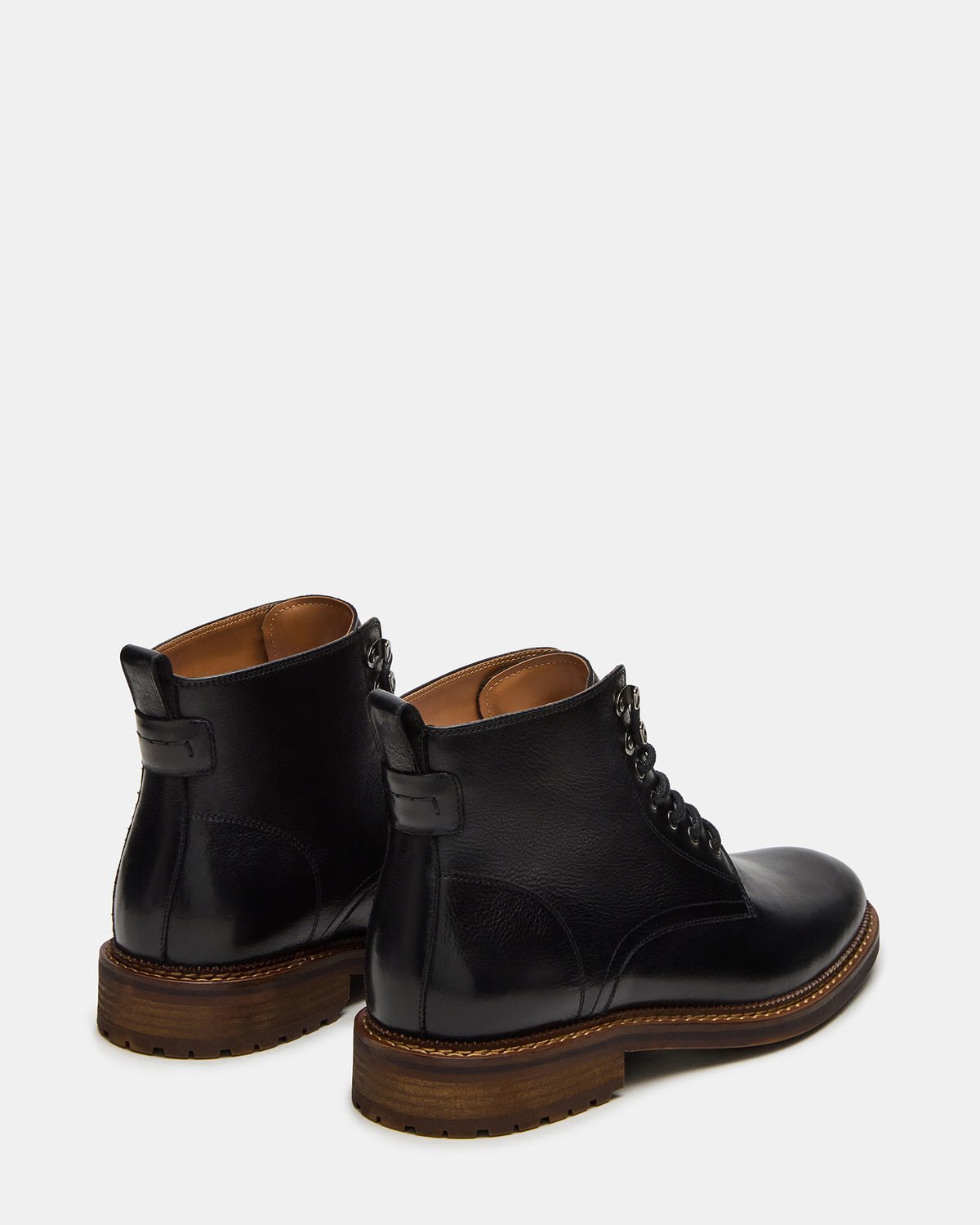 Steve Madden NOBY Black Leather Men's Lace-Up Ankle Boot