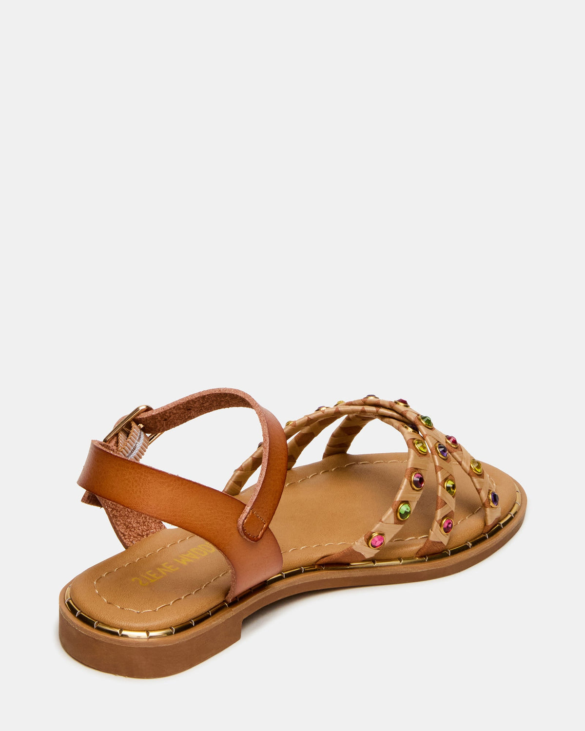 Steve Madden Kids' GILLIAN Cognac Multi Strappy Rhinestone Embellished Girls' Sandal