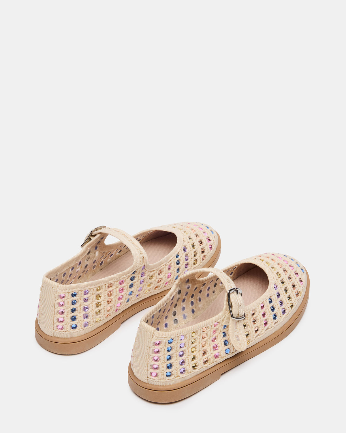 Steve Madden Kids' ROREE Natural Rhinestones Girls' Mary Jane Flats