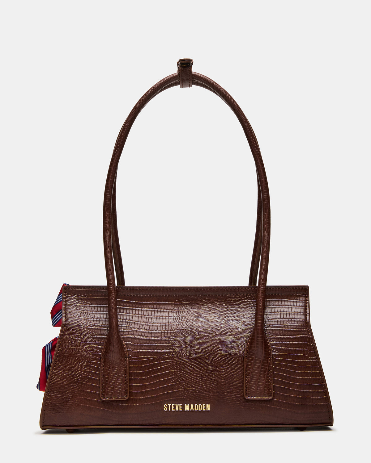 Steve Madden MILAN Bag Chocolate Elongated Menswear-Inspired Shoulder Strap Handbag