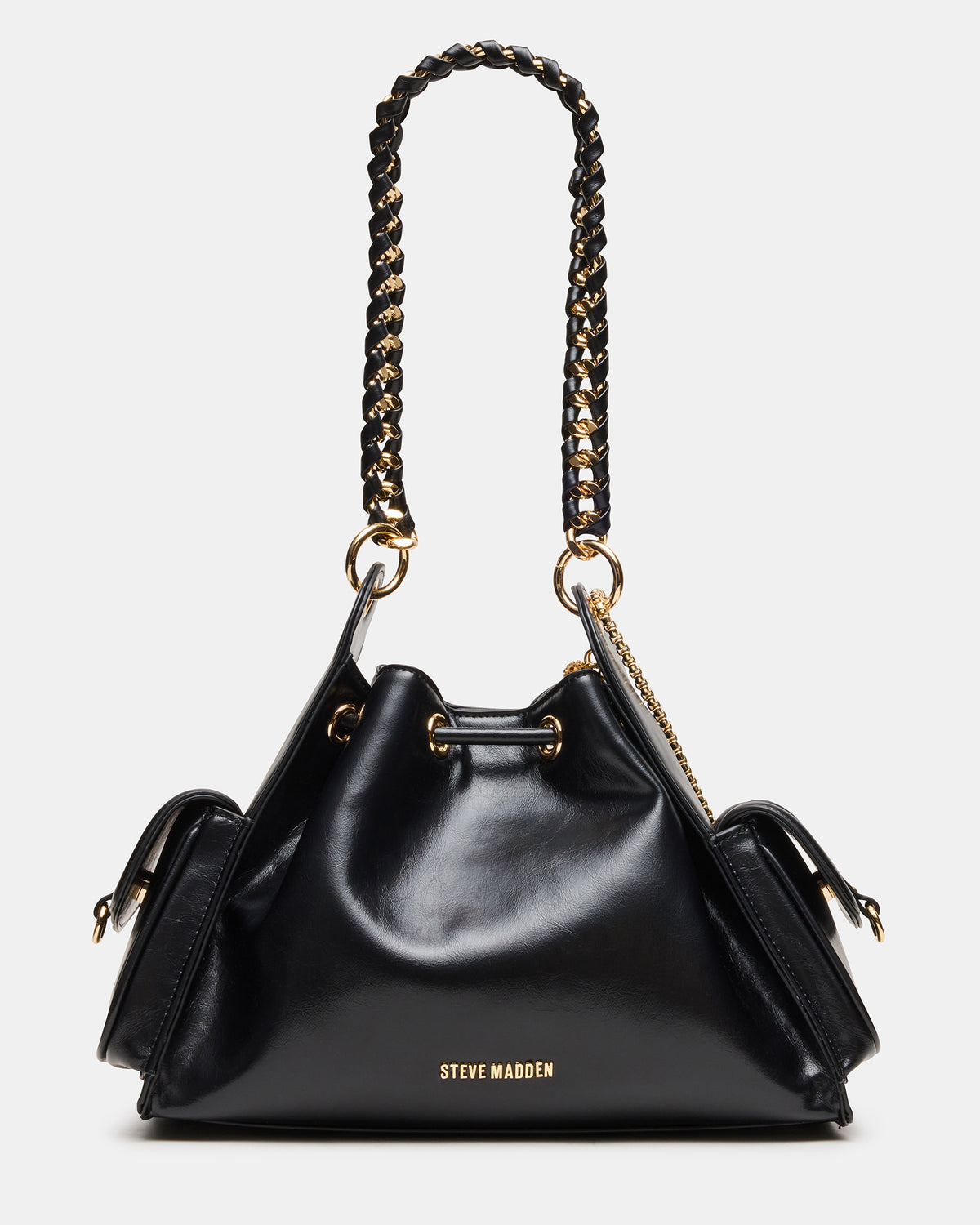 Steve Madden DRU Bag Black Hobo Shoulder Strap Chain Strap Handbag
