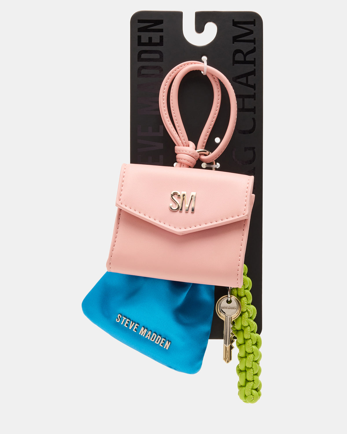 Steve Madden TRAVEL BAG CHARM Coral Multi Card Wallet Attachable Bag Charm