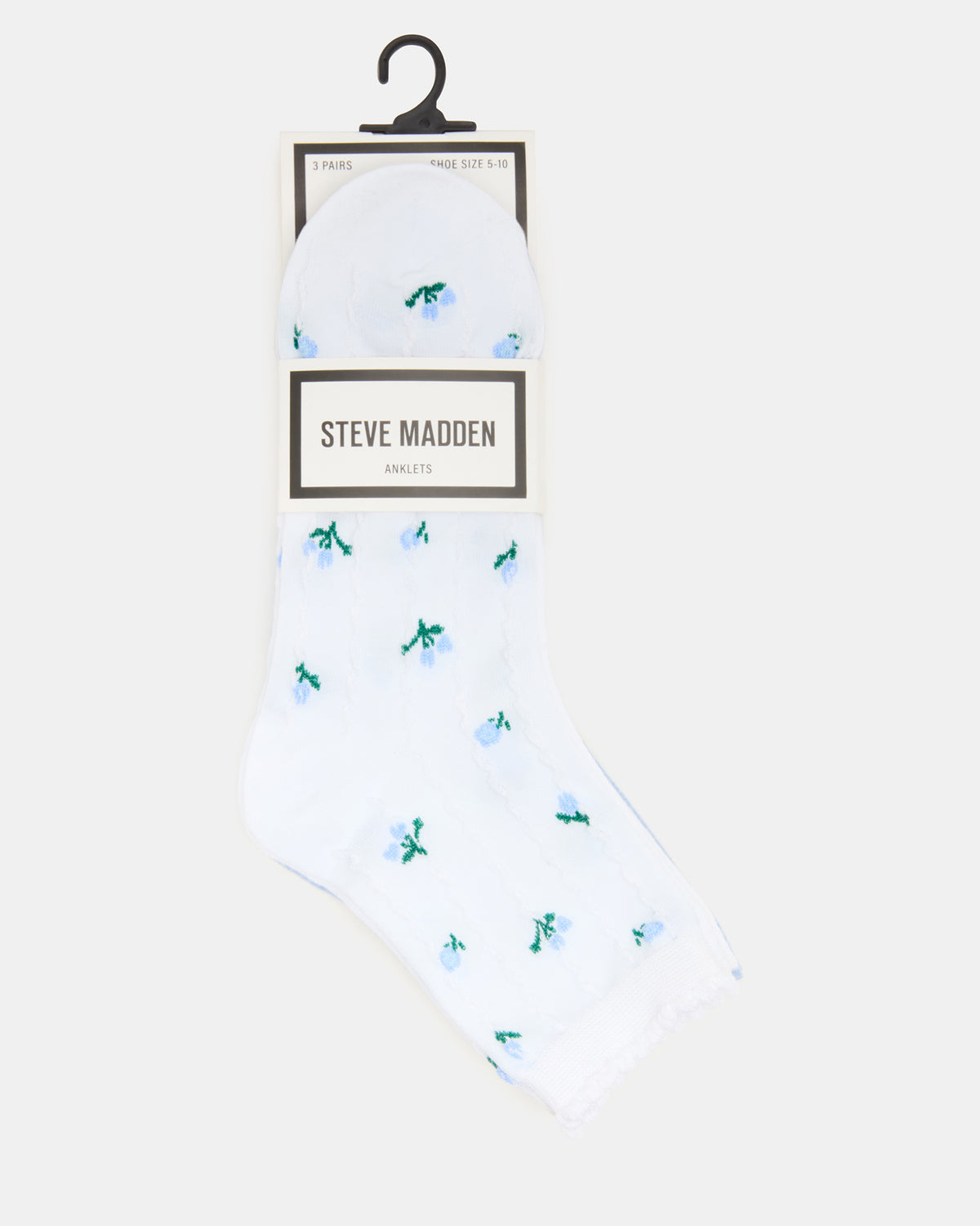 Steve Madden 3 SPRING PACK FLOWER SOCKS WHITE MULTI