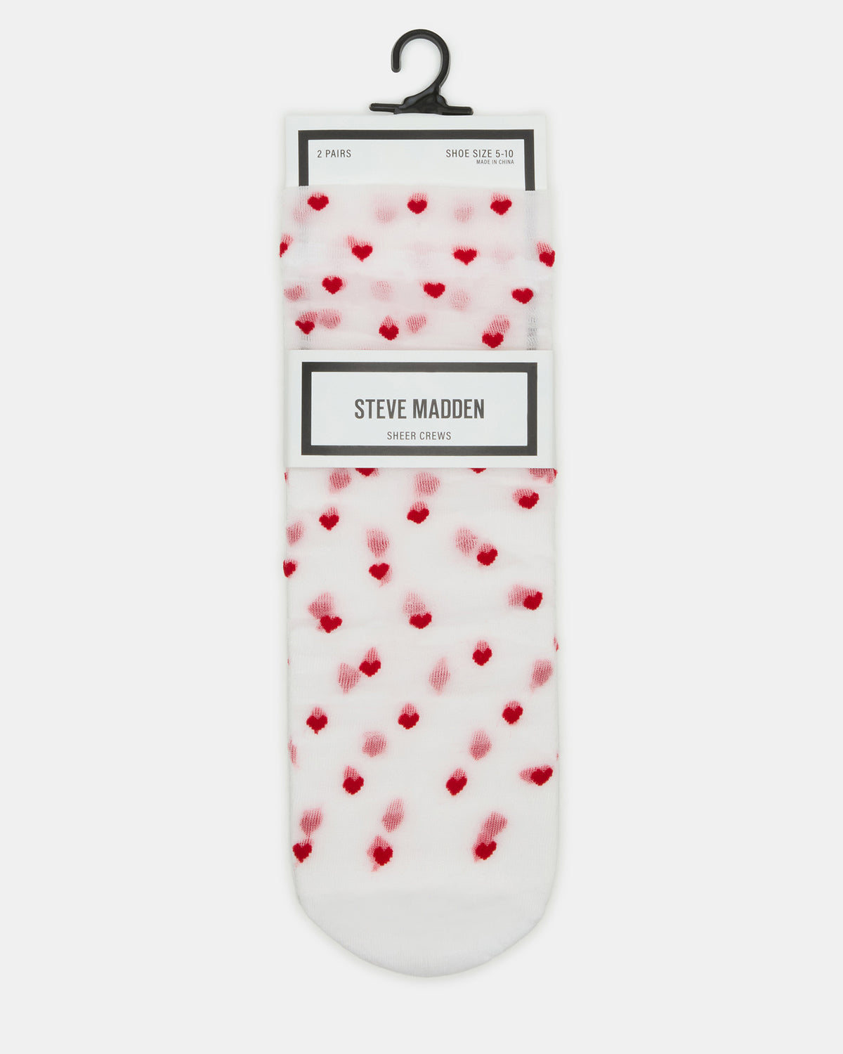 Steve Madden 2 Pack Heart Sheer Tulle Women's Anklet Socks White