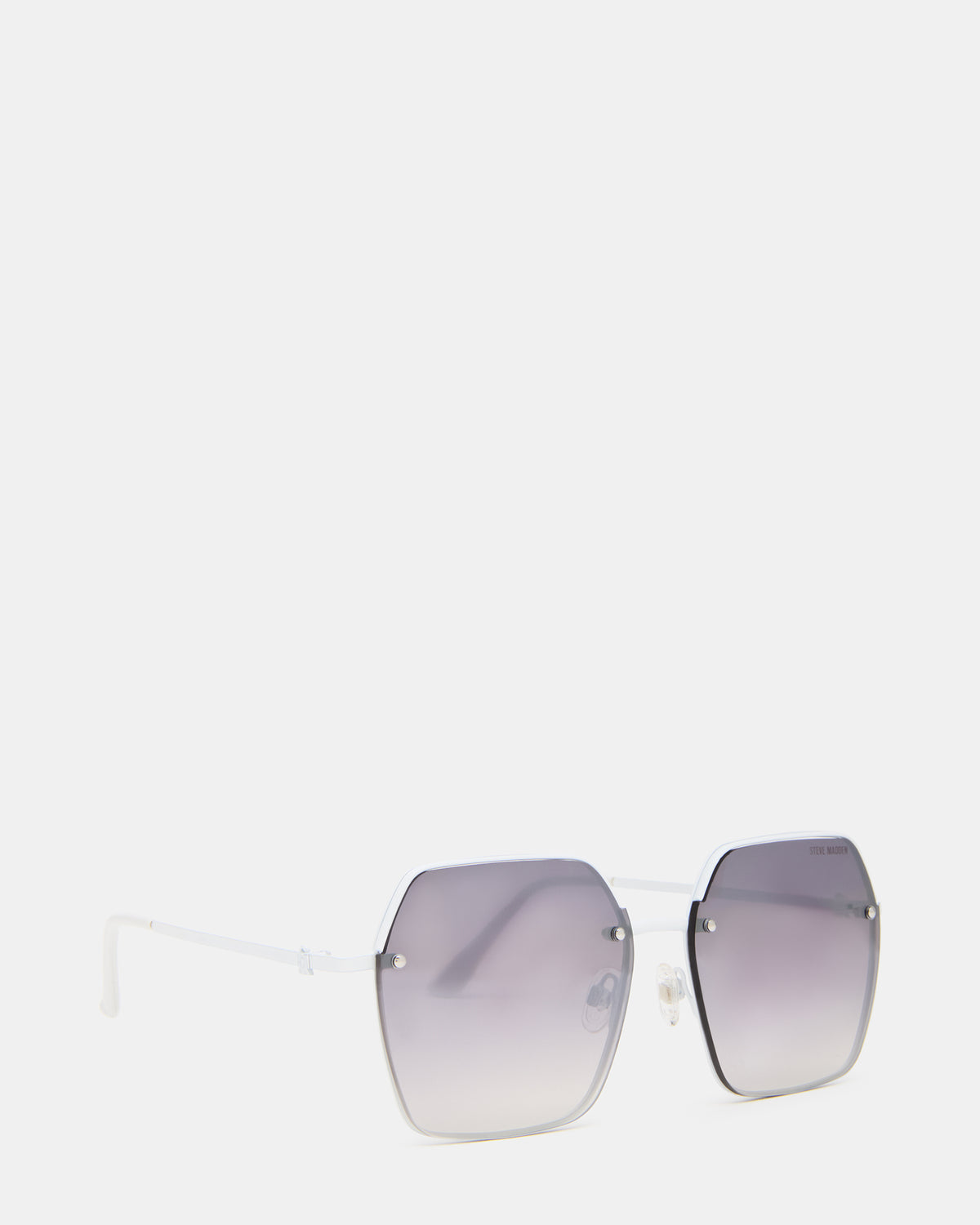 Steve Madden DAVIAN White Square Shiny Gradient Smoke Sunglasses