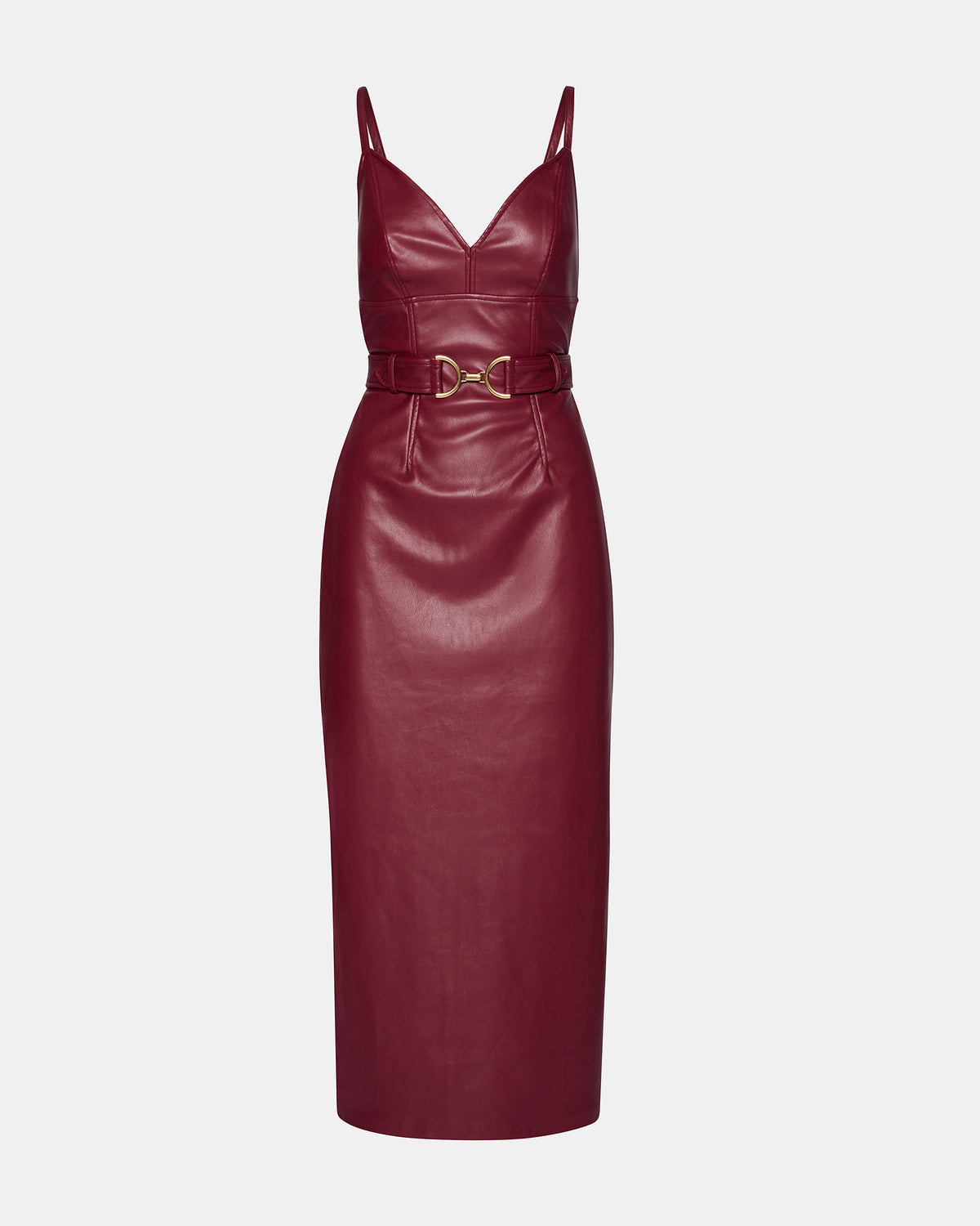 Steve Madden KAILEY Cordovan Faux Leather Sleeveless Midi Women's Dress