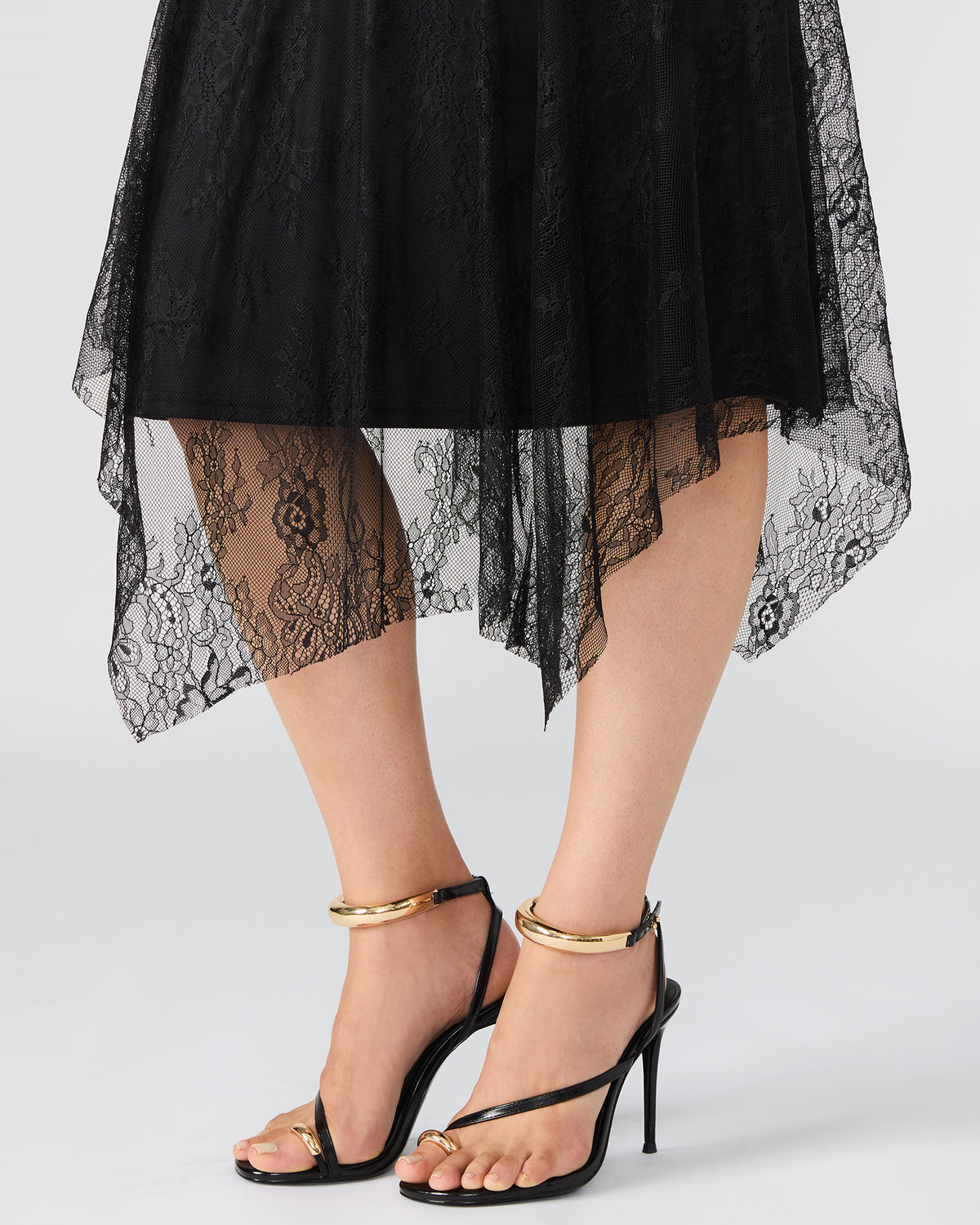 Steve Madden SILAS Black Long-Sleeved Mesh Lace Overylay Flowy Women's Dress