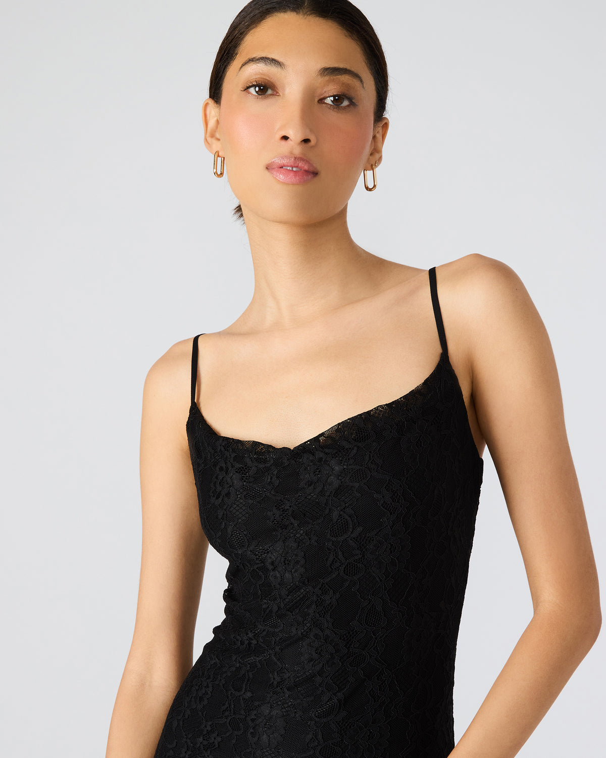 Steve Madden LOUISA Black Flowy Sleeveless Mesh Lace Womens Dress