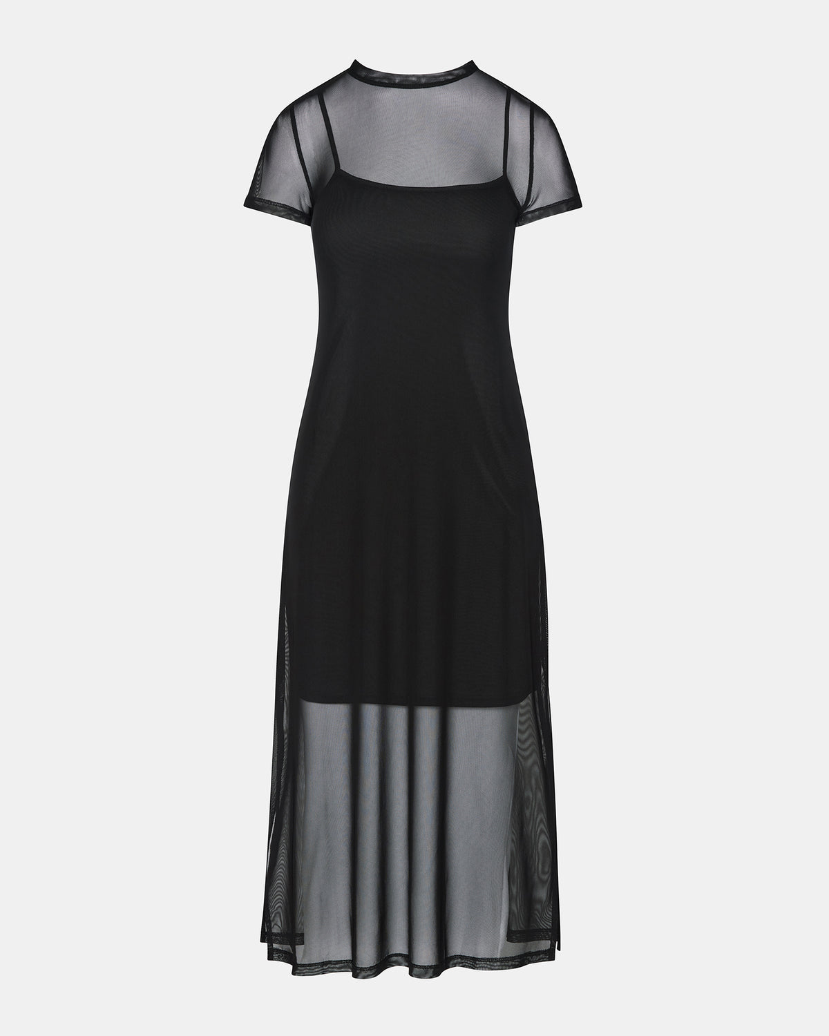 Steve Madden NOLA Black Short-Sleeved Mesh Sheer Women's Dress