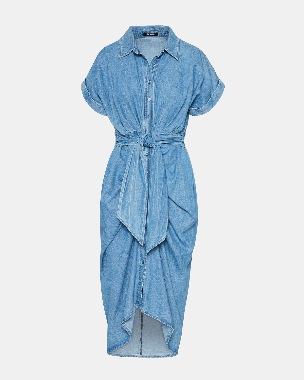 Steve Madden TORI Denim Button Up Collared Midi Dress