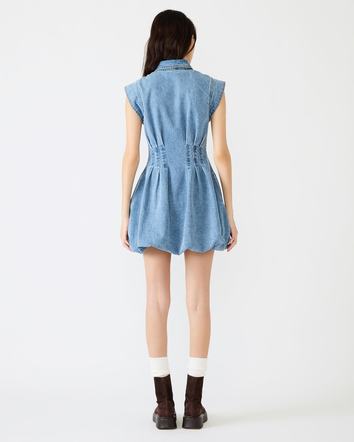 Steve Madden DYANNE Forever Blue Women's Zip-Front Bubble-Hem Dress