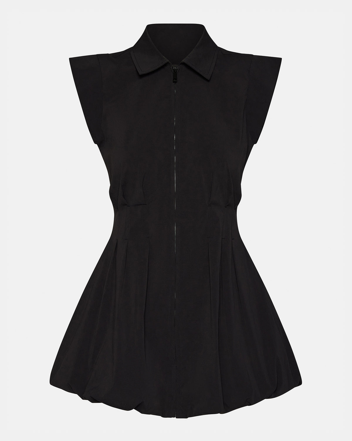 Steve Madden DYANNE Black Women's Zip-Front Bubble-Hem Dress