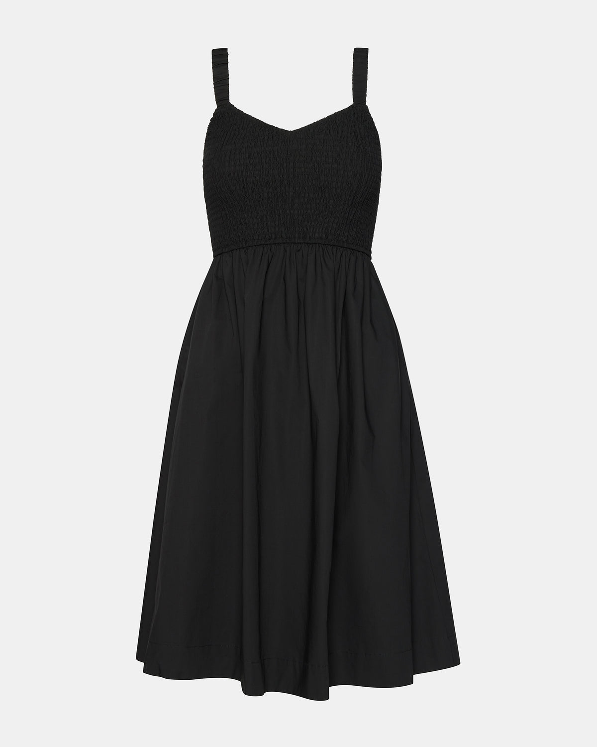 Steve Madden FLEUR Black Flowy Smocked Midi Women's Dress