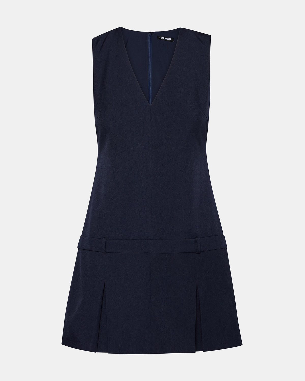 Steve Madden HENLEY Midnight Sleeveless V-neck Mini Pleated Women's Dress