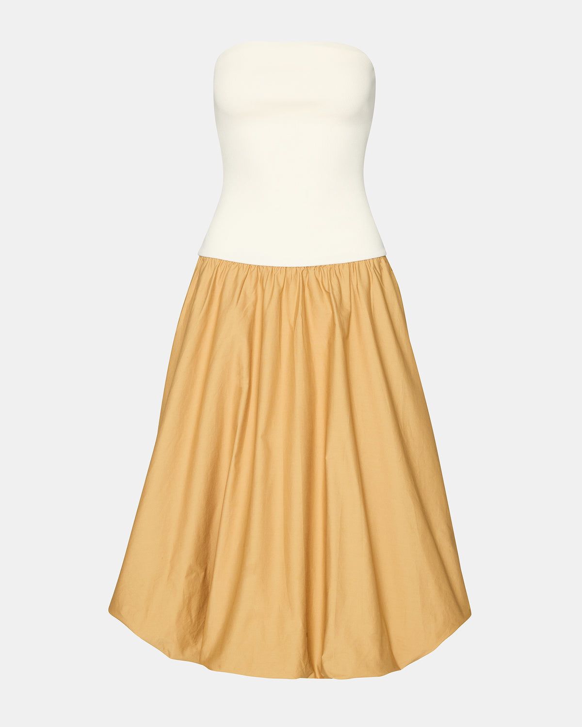 Steve Madden OLIVER Taupe Women's Strapless Midi Bubble Dress