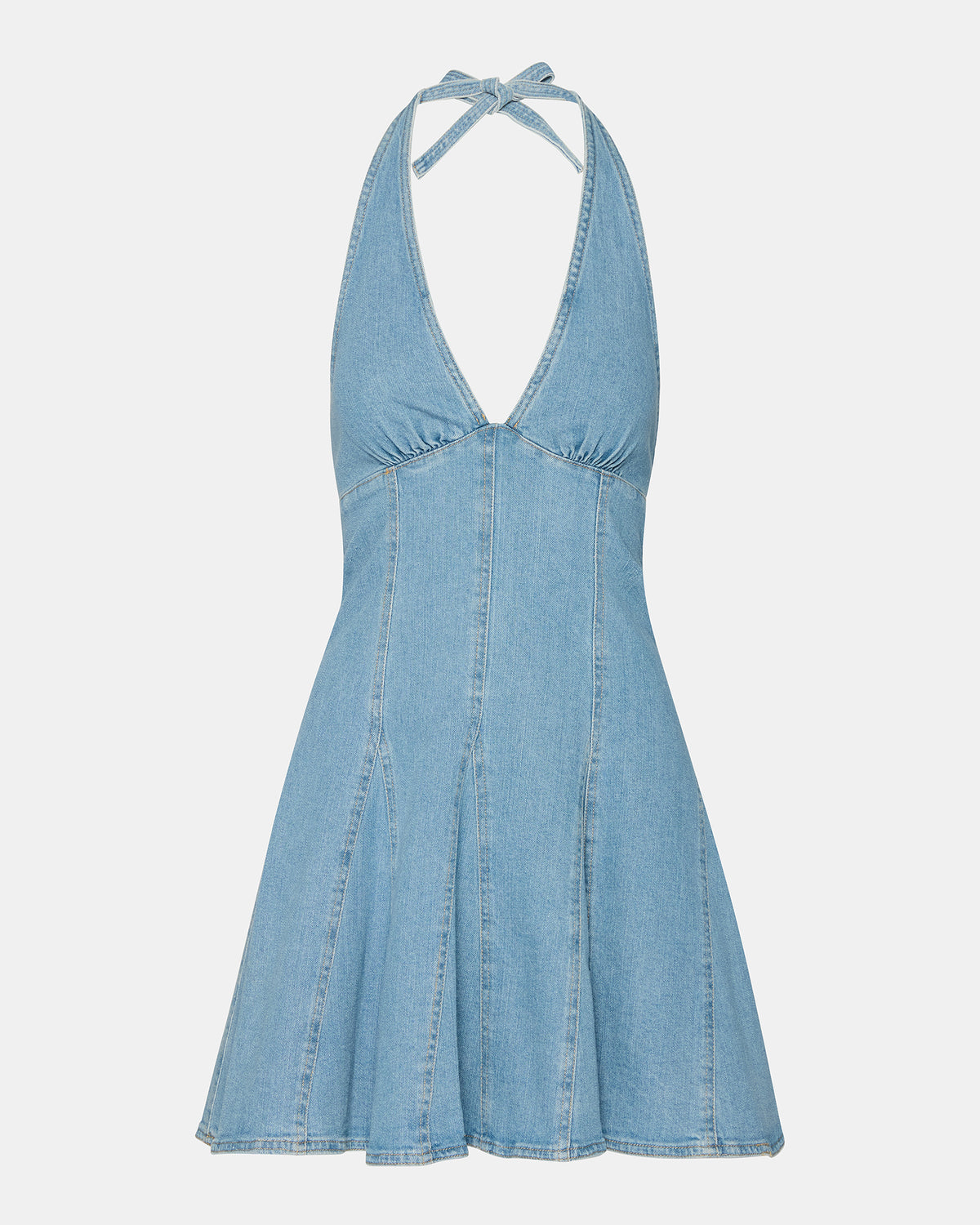 Steve Madden MALIA Denim Women's Halter Back Neck Tie Mini Dress
