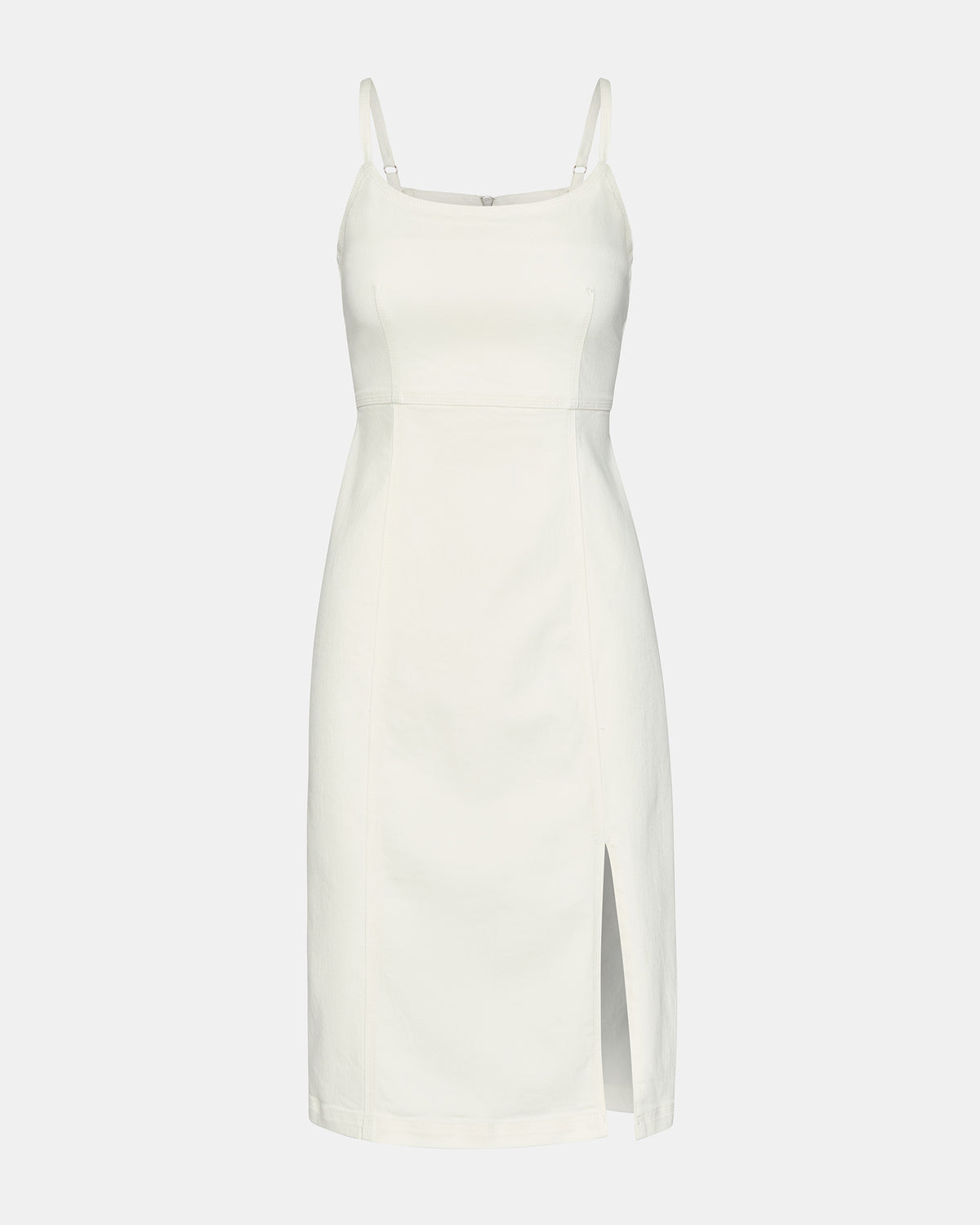 Steve Madden GISELLE White Denim Midi Women's Dress with Slit