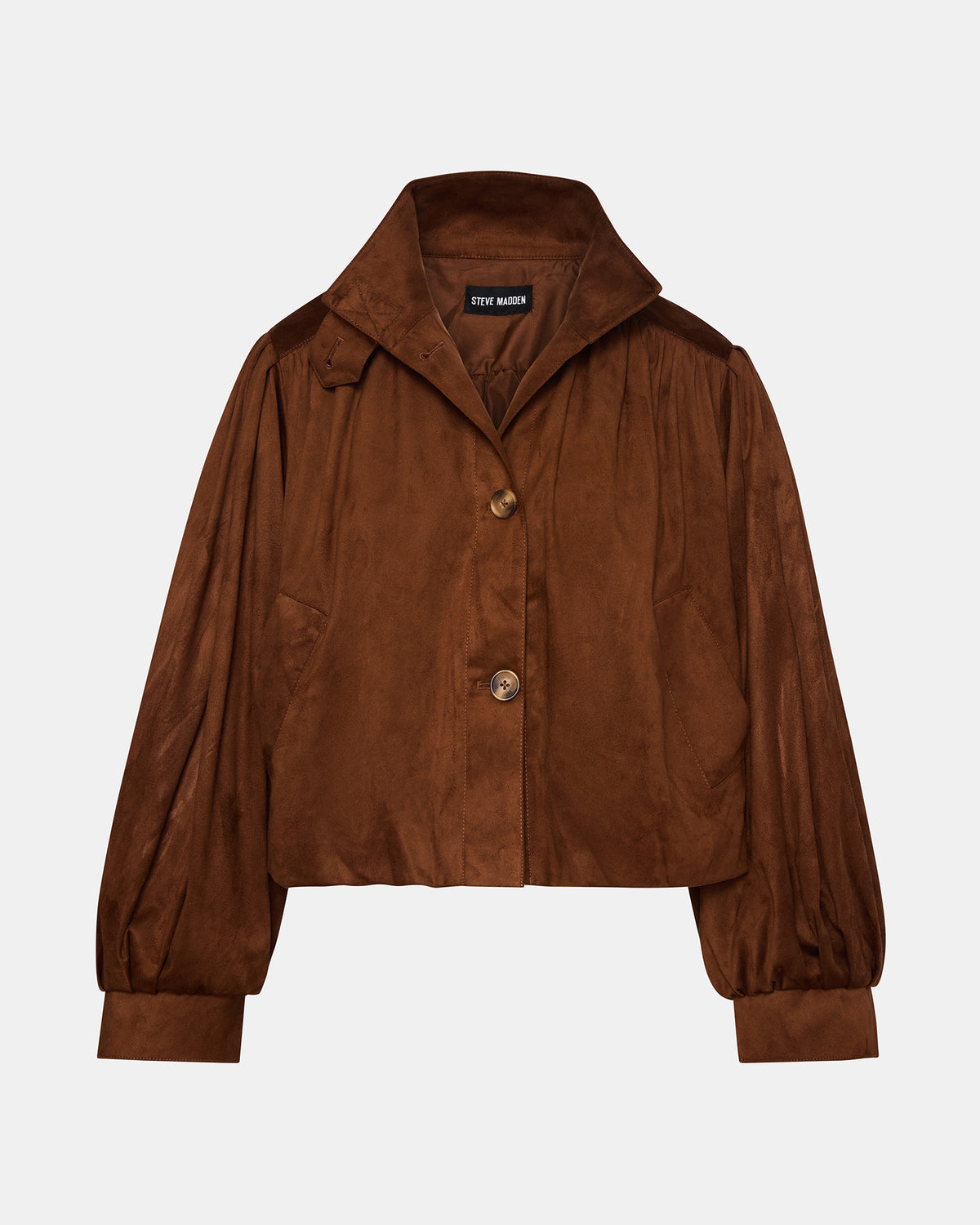 Steve Madden DIERDRA Chicory Coffee Long-Sleeved Button-Up Women's Jacket