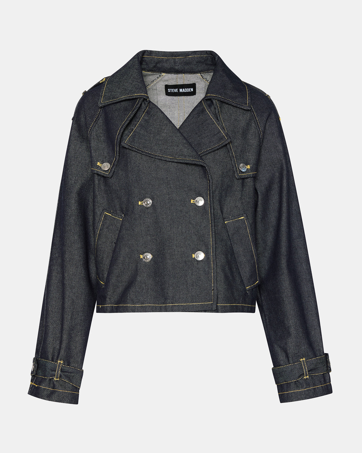 Steve Madden SIRUS Indigo Women's Cropped Denim Trench Coat