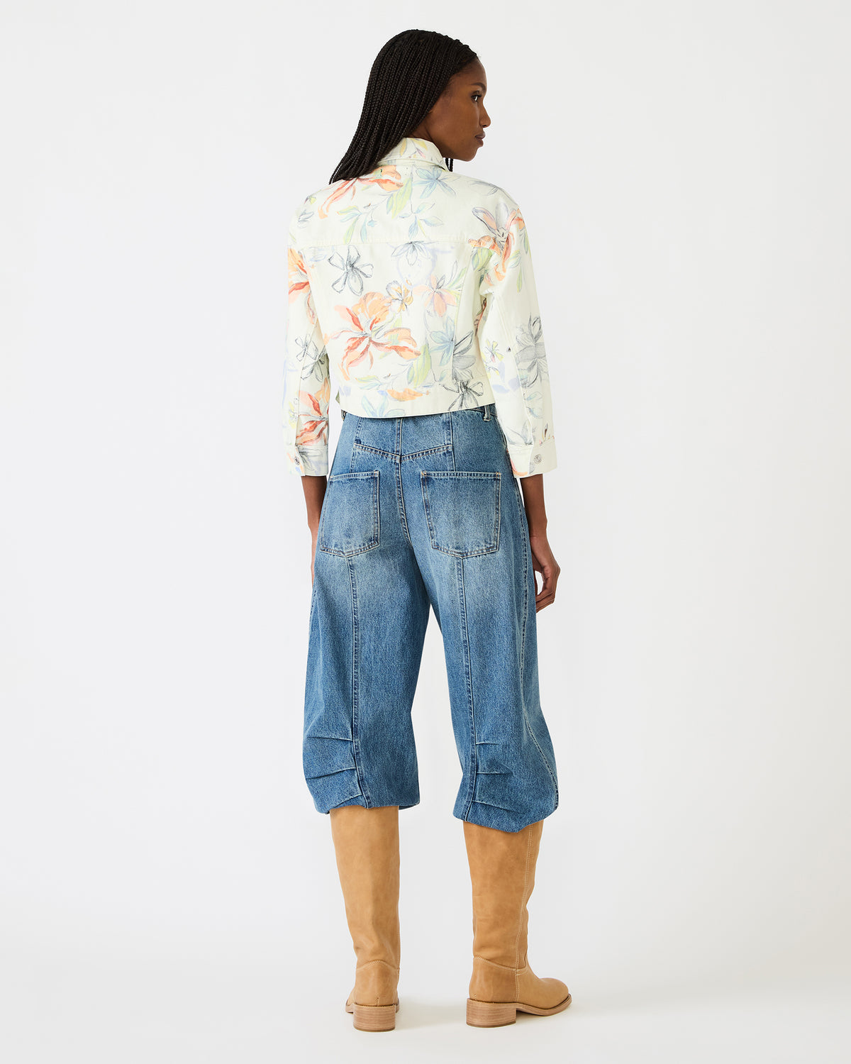 Steve Madden RALEIGH Vintage Ivory Long-Sleeved Button-Up Denim Women's Jacket