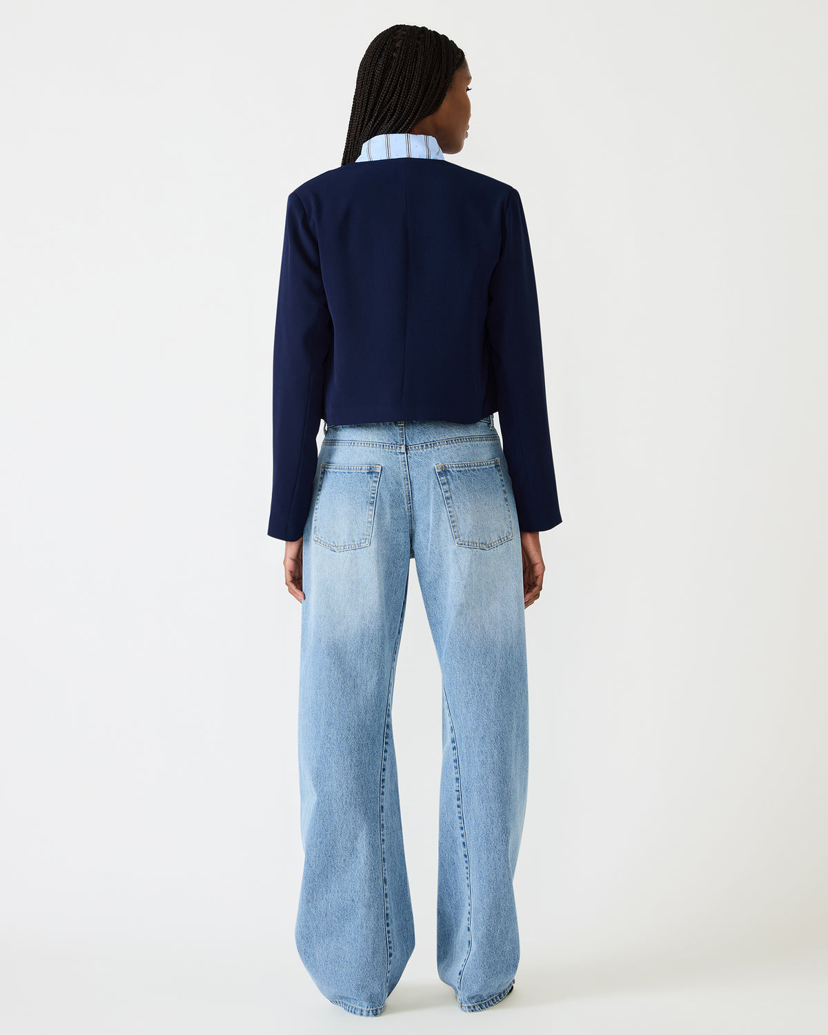 Steve Madden SERENEA Blazer Marine Long-Sleeved Open-Front Blazer