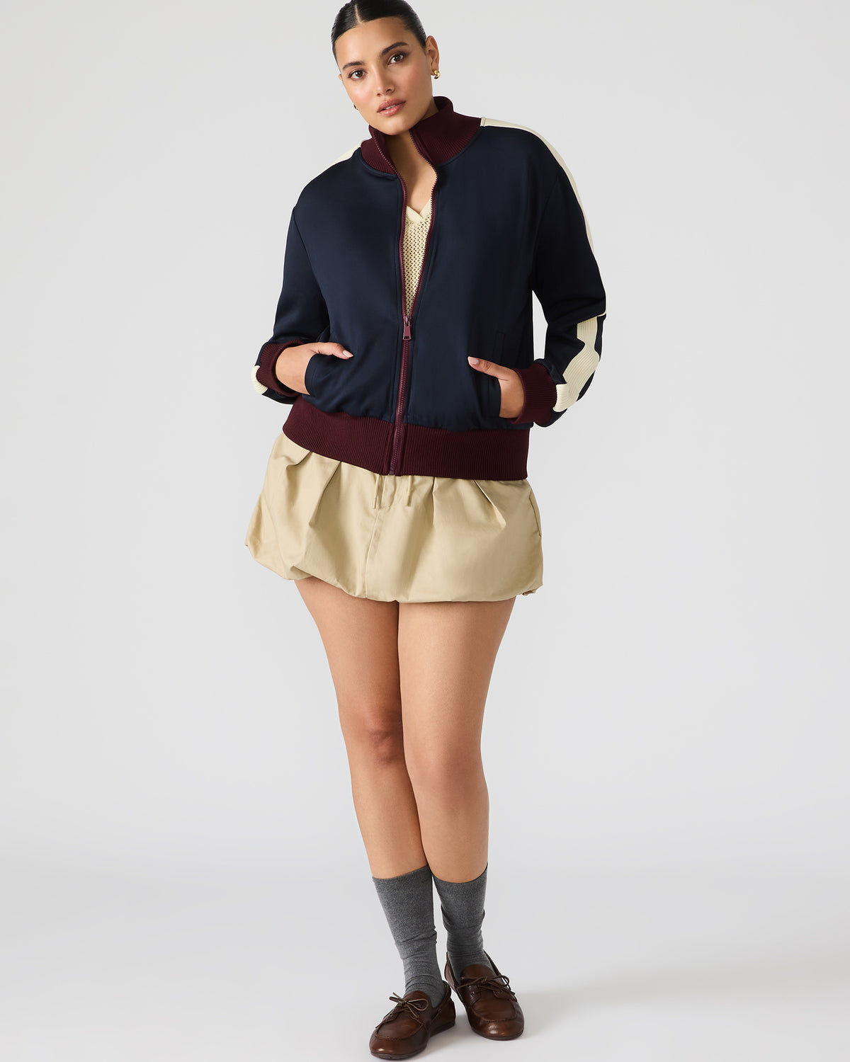 Steve Madden DAISY Midnight Long-Sleeved Zip-Up Athletic Women's Jacket