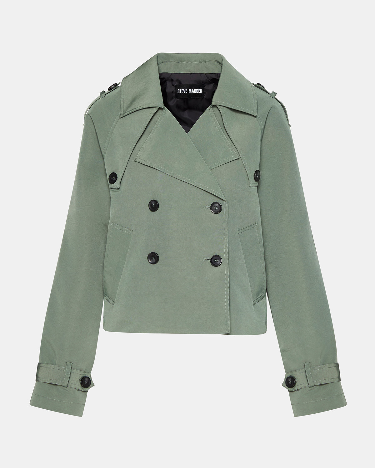 Steve Madden SIRUS Light Green Women's Cropped Denim Trench Coat
