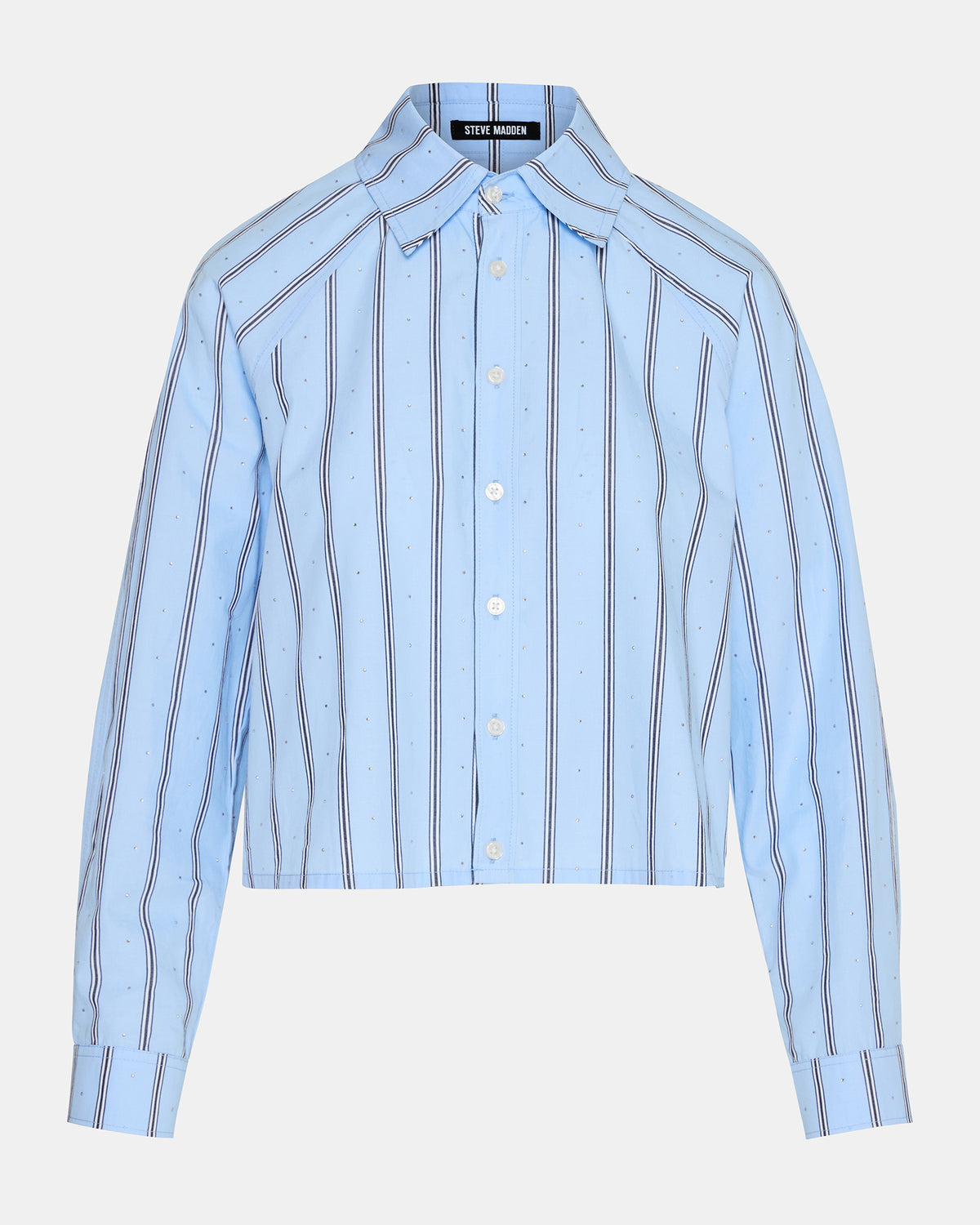 Steve Madden TESS Estate Blue Long-Sleeved Button-Up Women's Top