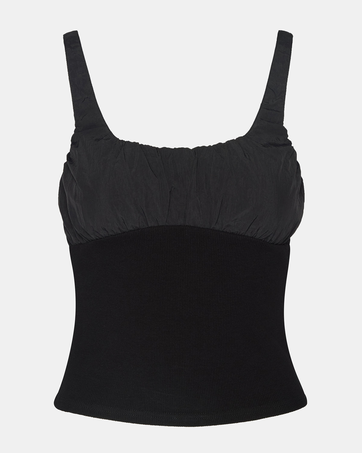 Steve Madden LUANA Black Pull-Over Ruched Tank Top