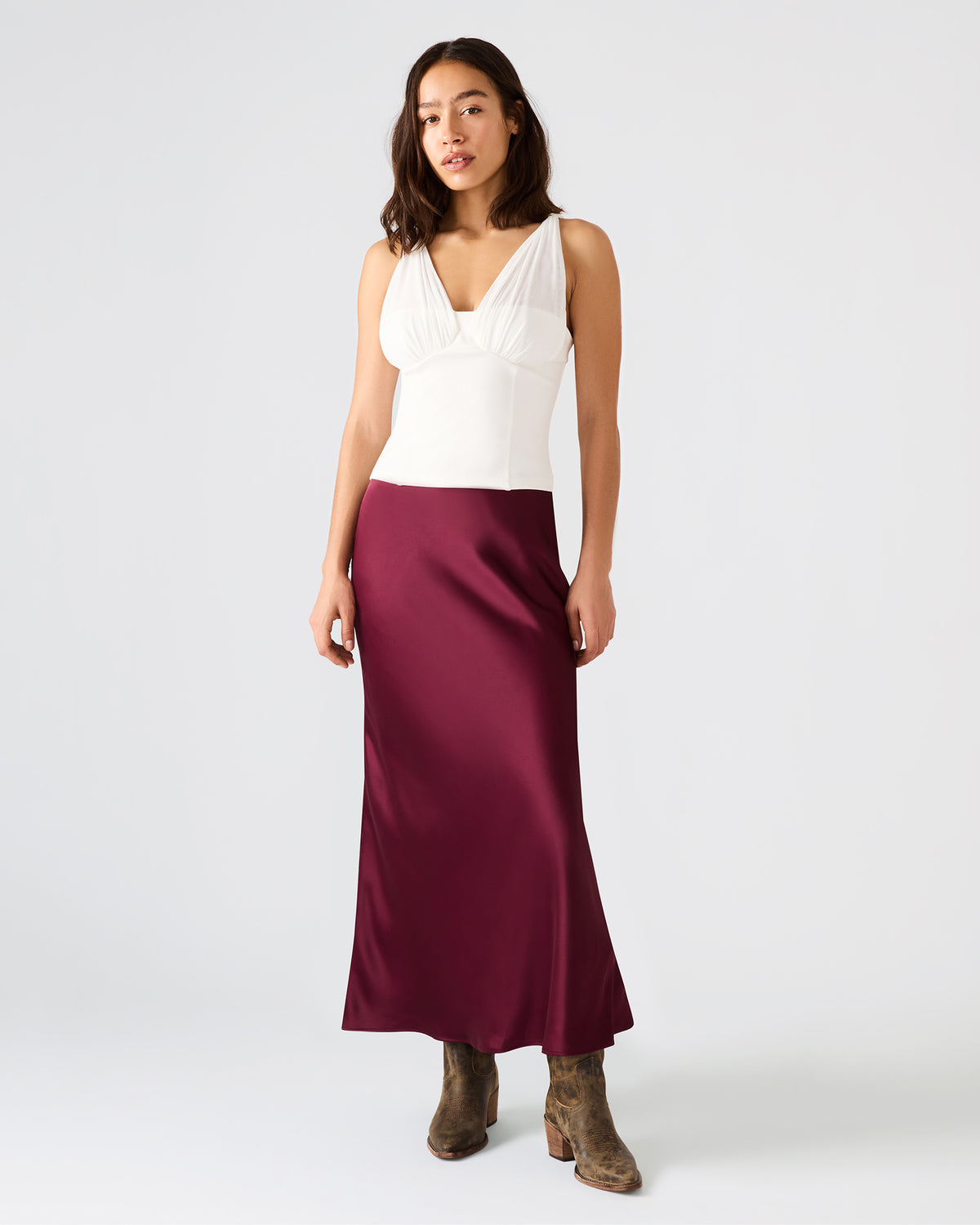 Steve Madden ADDISYN Antique V-neck Sleeveless Mesh Women's Top