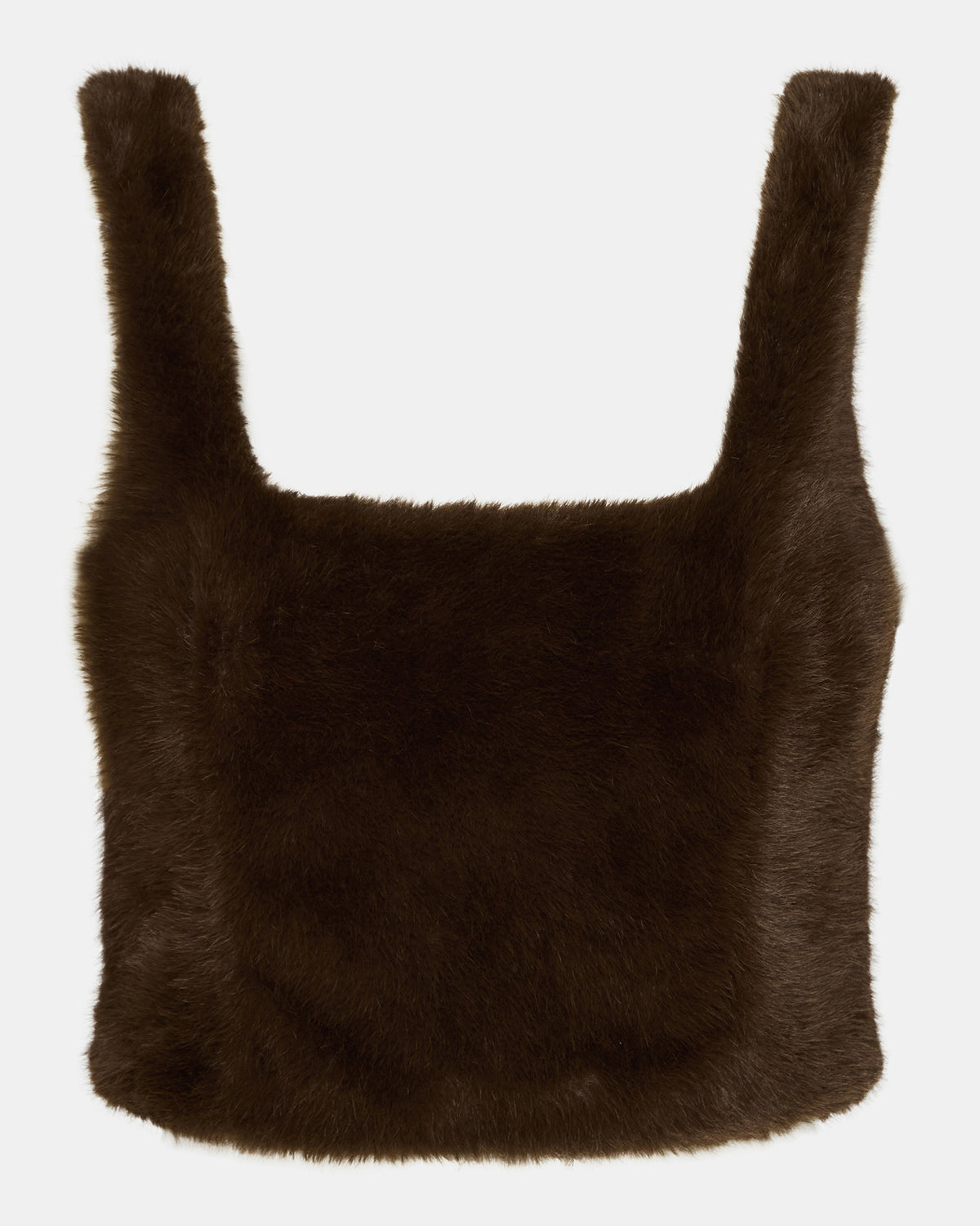 Steve Madden HANNIA Faux Fur Dark Espresso Cropped Women's Top