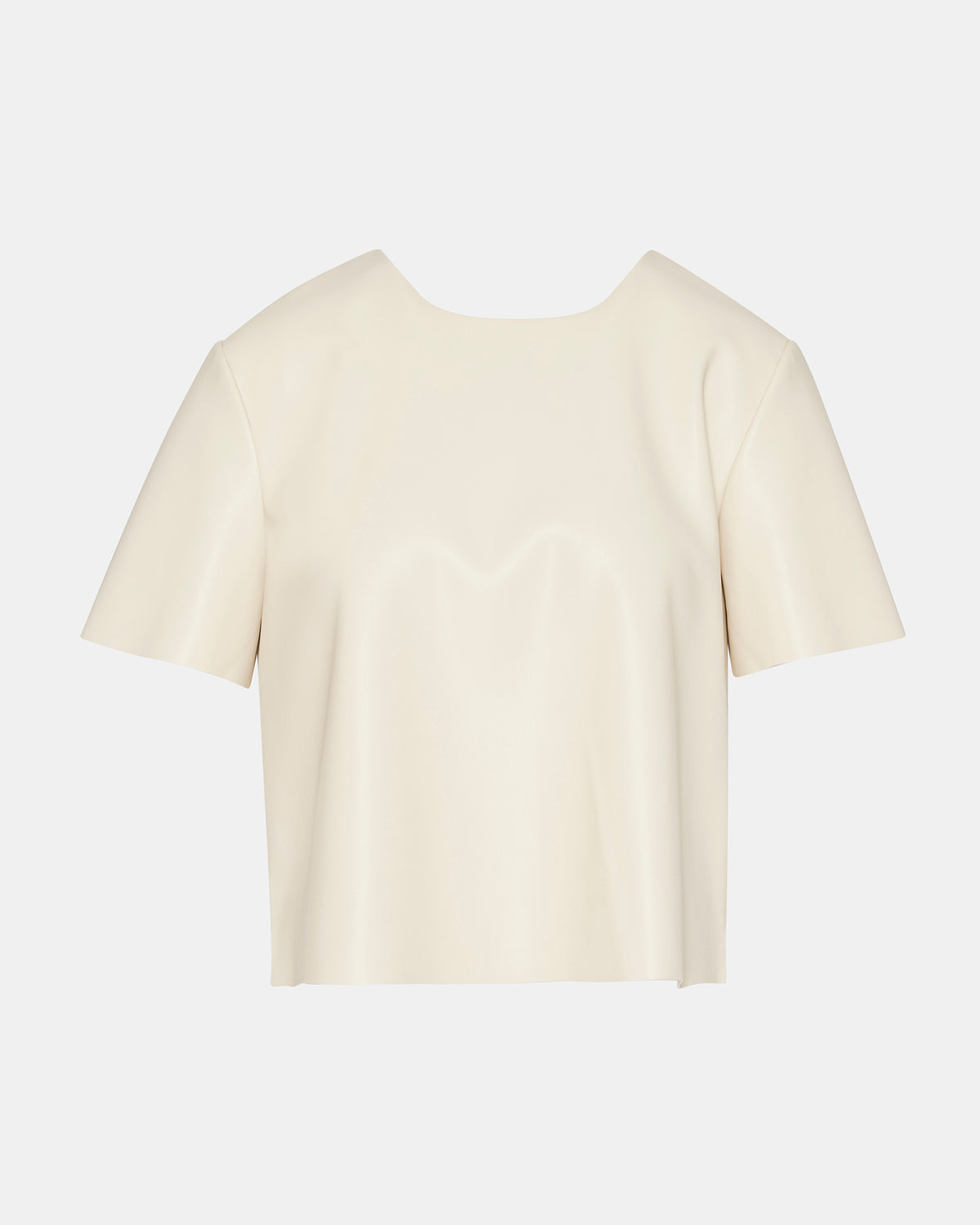 Steve Madden EZRA Bone Women's Short Sleeve Faux Leather Top