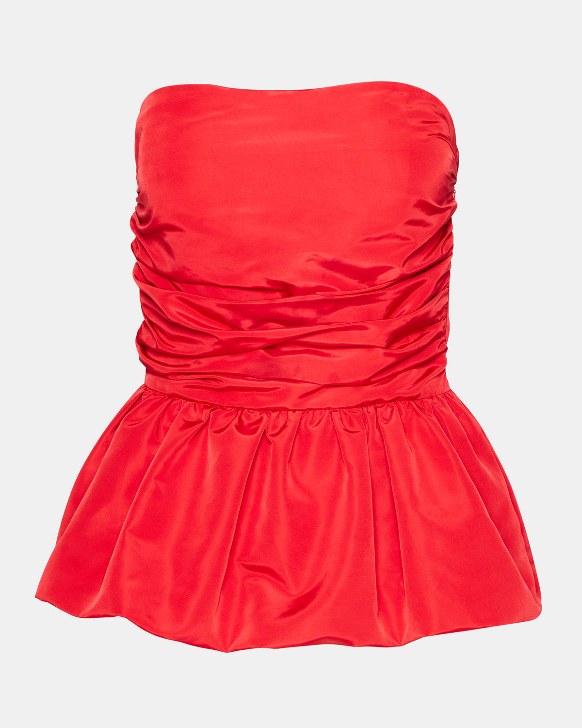 Steve Madden AMARI Top Red | Women's Bubble-Hem Taffeta Strapless Top