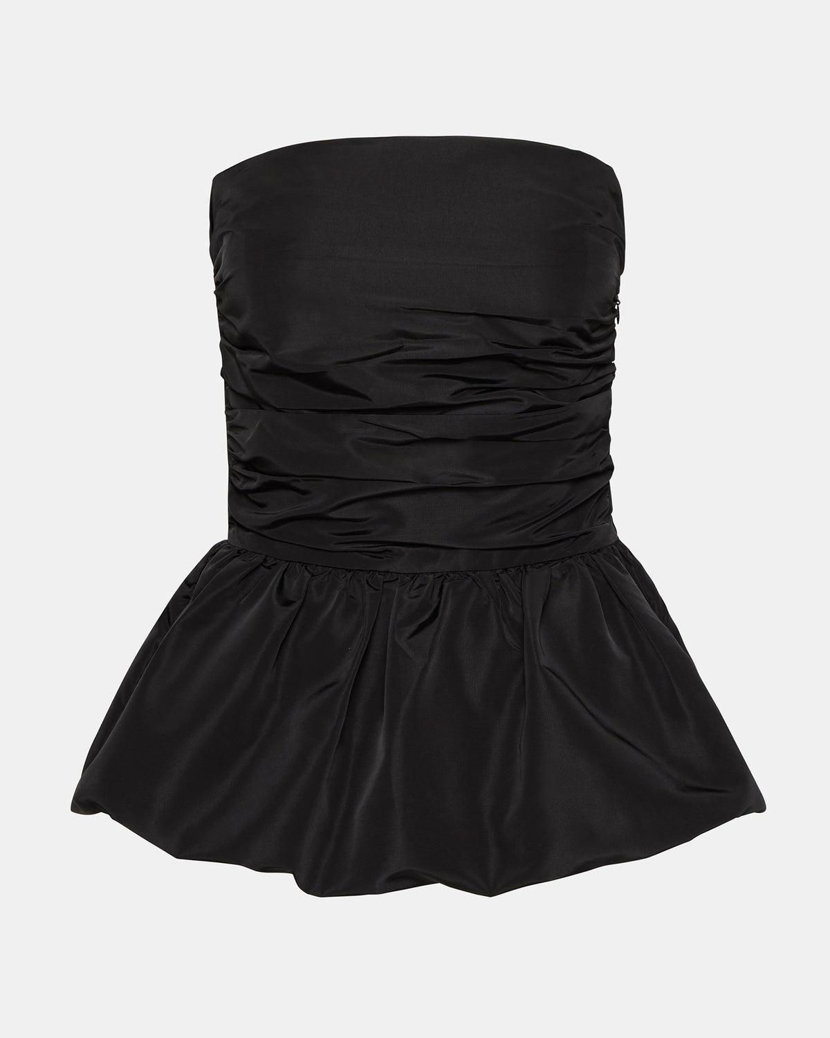Steve Madden AMARI Top Black | Women's Bubble-Hem Taffeta Strapless Top