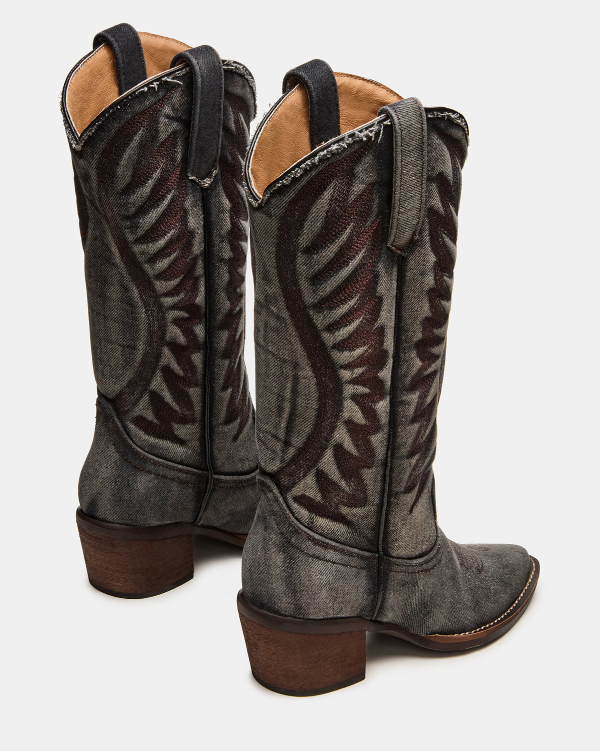 Steve Madden ALBANY Black Denim Pointed-Toe Women's Western Boot