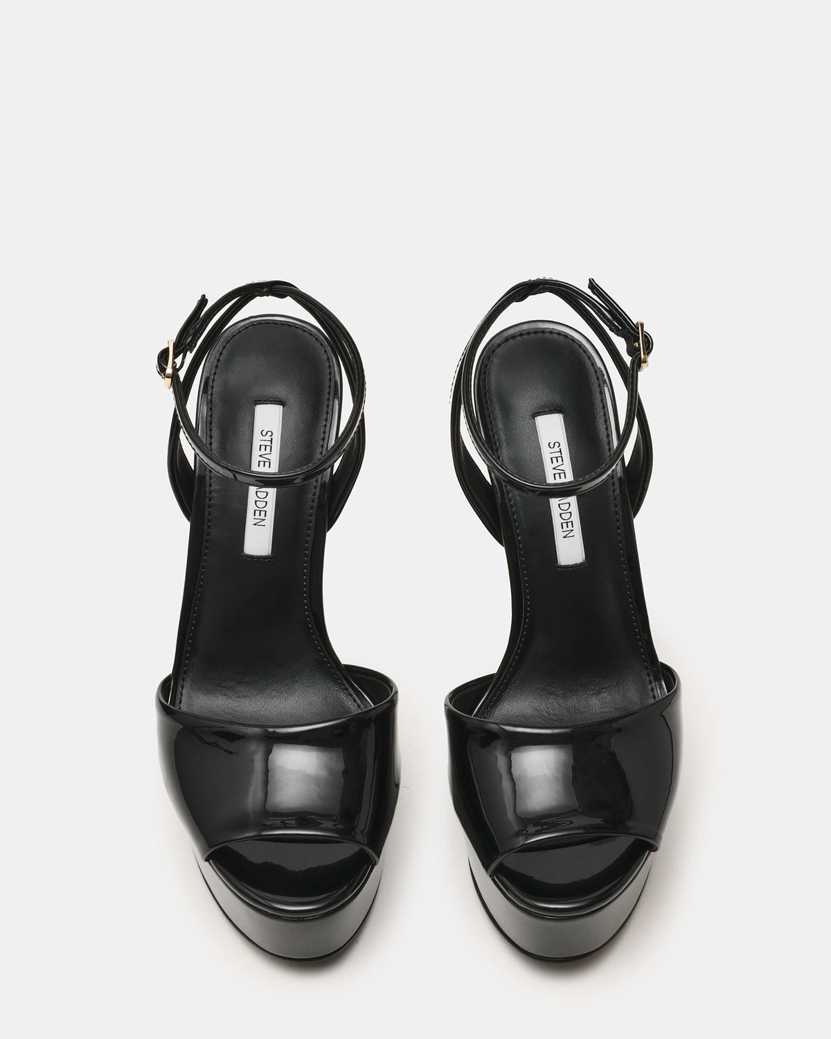 Steve Madden JEZZICA Black Patent Platform Stiletto Ankle Strap Women's Heel