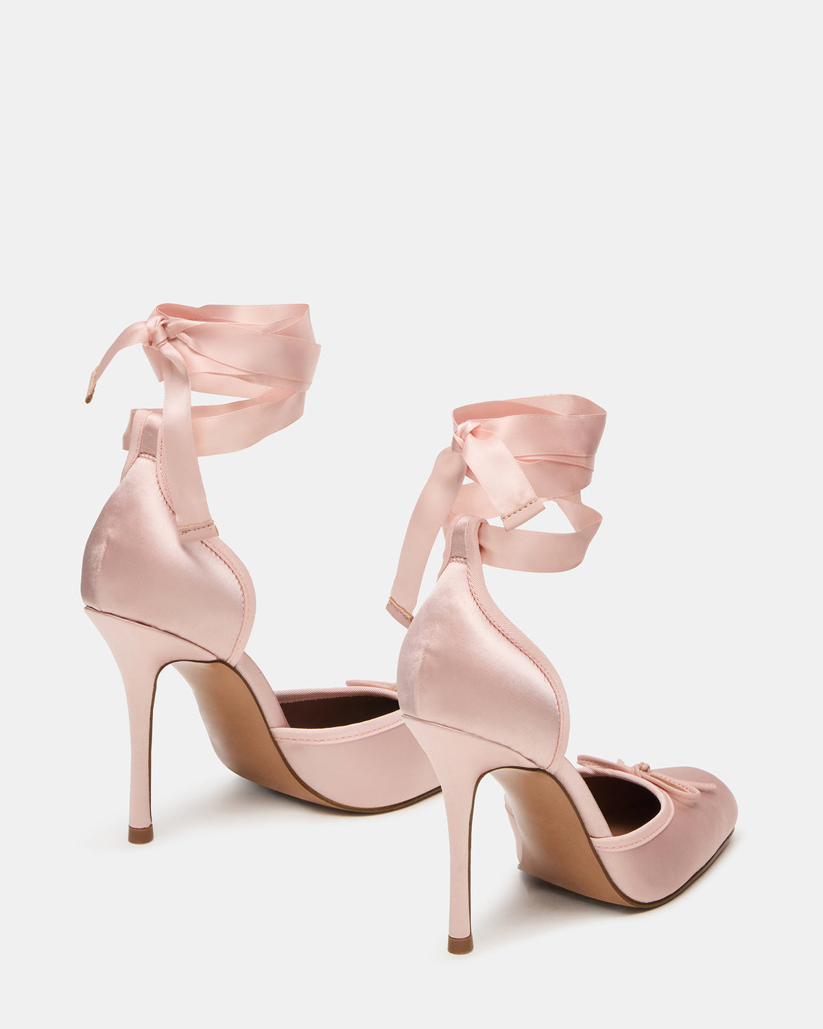 Steve Madden LARINA Pink Satin Square-Toe Stiletto Pump Lace-Up Women's Heel