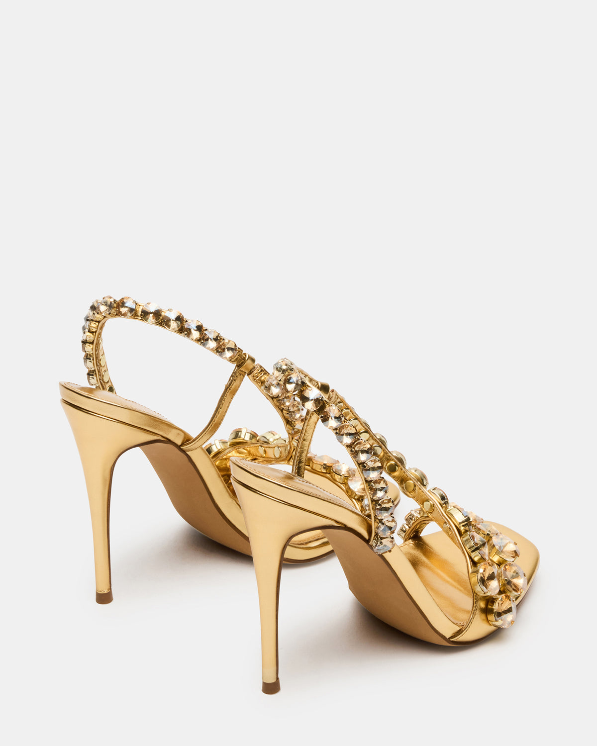 Steve Madden NYLIE Gold Multi Strappy Square-Toe Embellished Women's Heel