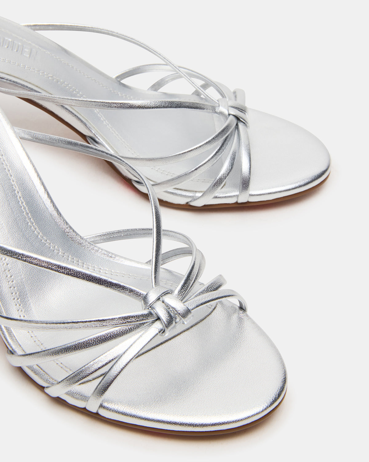 Steve Madden EDNA Silver Leather Strappy Mule Women's Heel