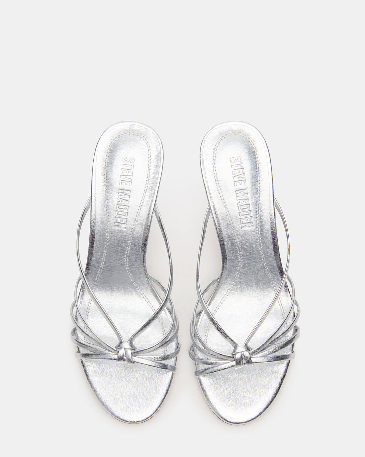 Steve Madden EDNA Silver Leather Strappy Mule Women's Heel